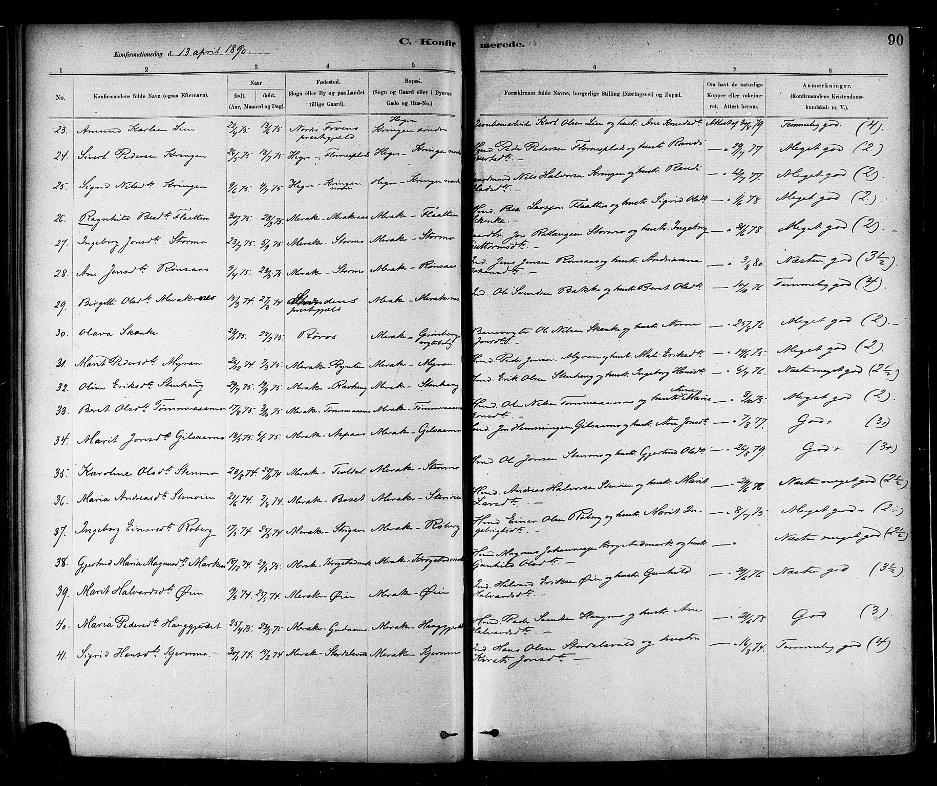 Ministerialprotokoller, klokkerbøker og fødselsregistre - Nord-Trøndelag, SAT/A-1458/706/L0047: Parish register (official) no. 706A03, 1878-1892, p. 90