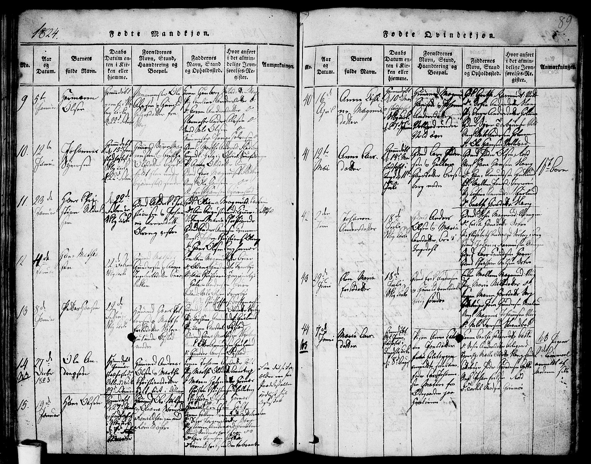 Skjeberg prestekontor Kirkebøker, SAO/A-10923/F/Fa/L0004: Parish register (official) no. I 4, 1815-1830, p. 89
