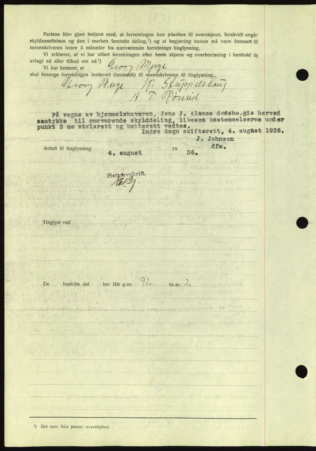 Indre Sogn tingrett, SAB/A-3301/1/G/Gb/Gba/L0030: Mortgage book no. 30, 1935-1937, Deed date: 03.08.1936