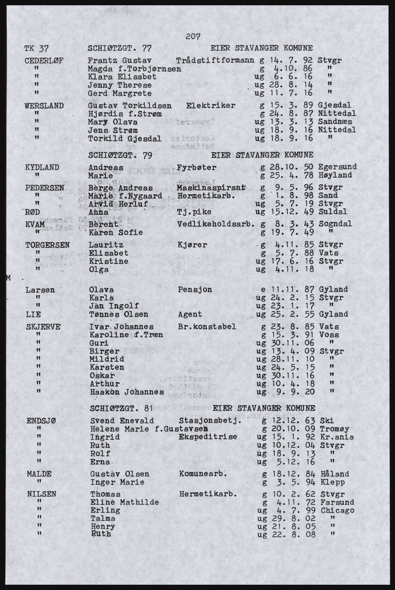SAST, Copy of 1920 census for Stavanger, 1920, p. 213