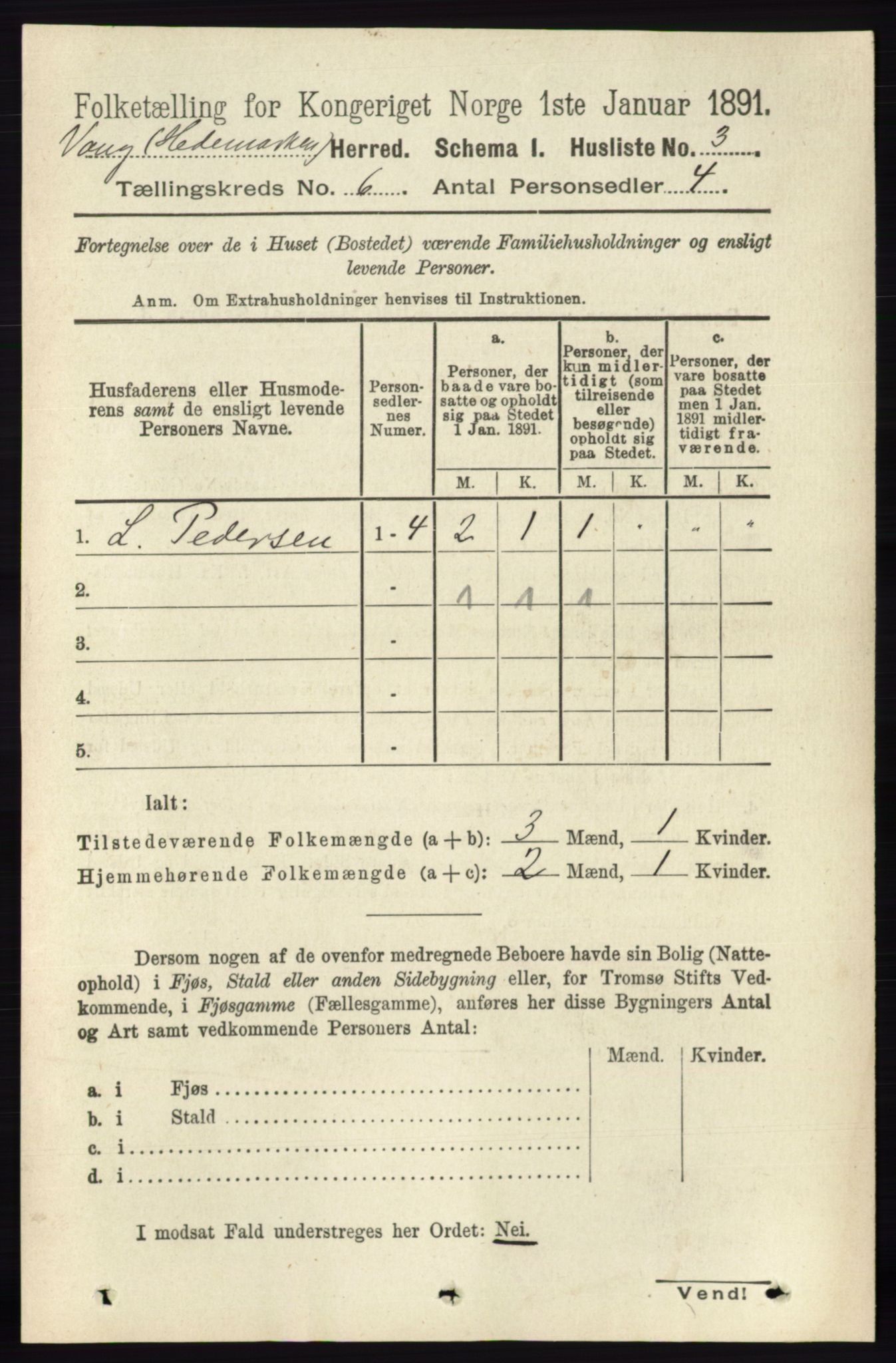 RA, 1891 census for 0414 Vang, 1891, p. 4171