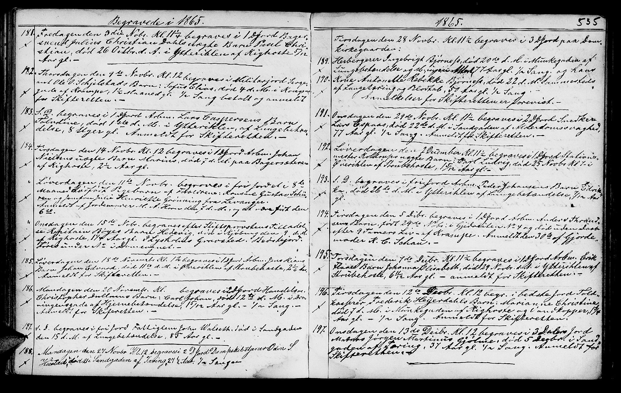 Ministerialprotokoller, klokkerbøker og fødselsregistre - Sør-Trøndelag, SAT/A-1456/602/L0140: Parish register (copy) no. 602C08, 1864-1872, p. 534-535