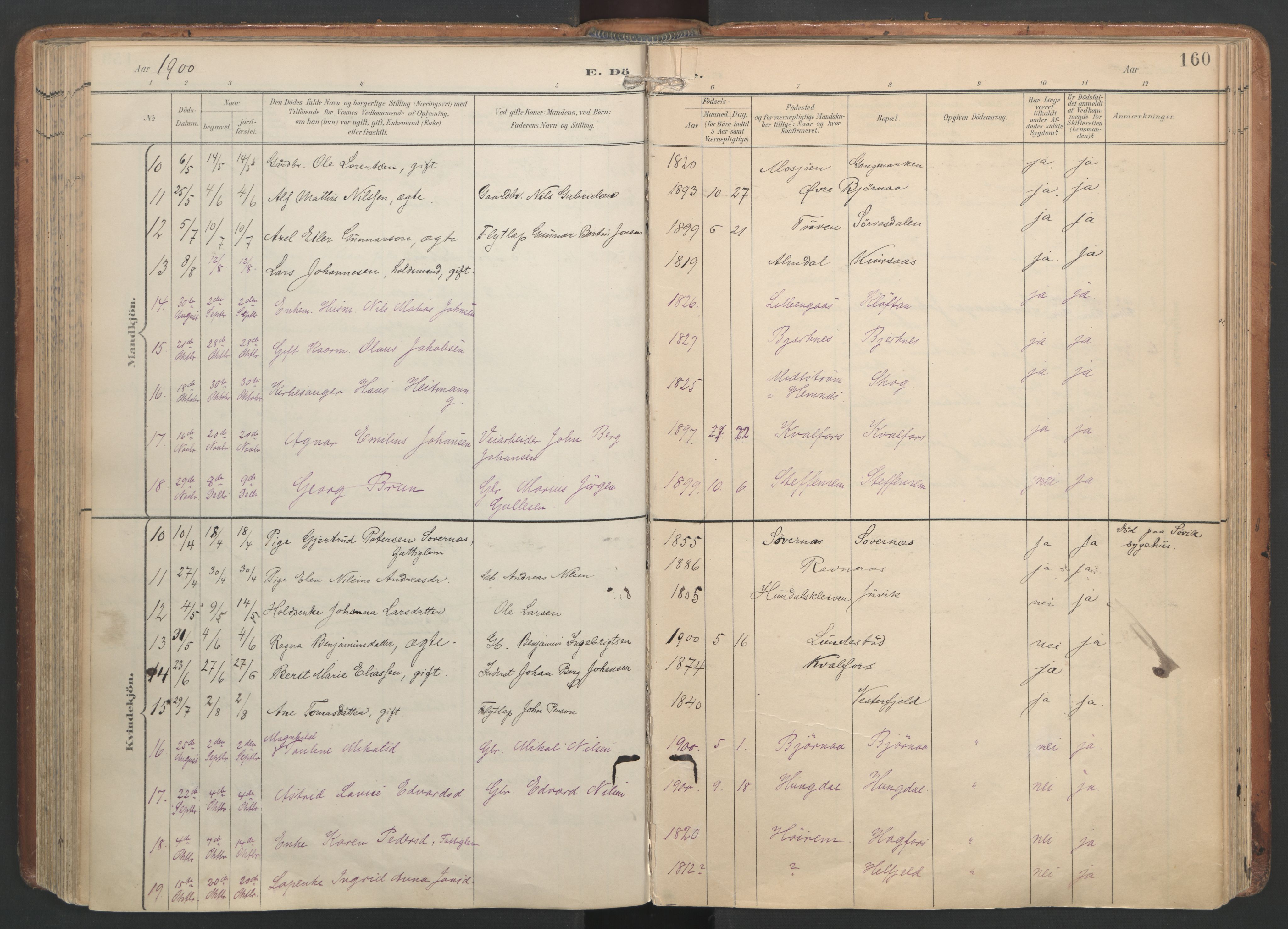 Ministerialprotokoller, klokkerbøker og fødselsregistre - Nordland, AV/SAT-A-1459/820/L0298: Parish register (official) no. 820A19, 1897-1915, p. 160