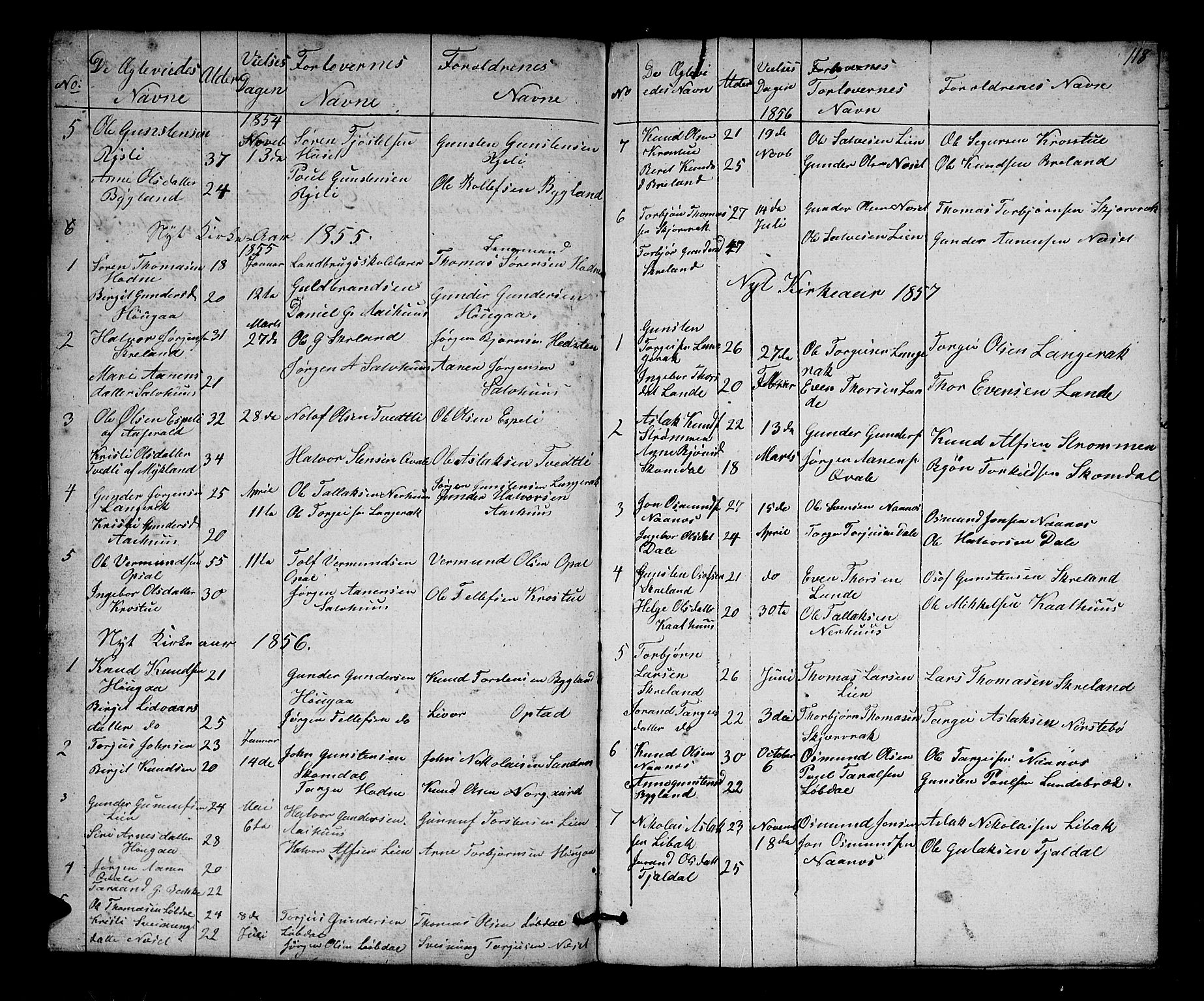 Bygland sokneprestkontor, AV/SAK-1111-0006/F/Fb/Fbb/L0002: Parish register (copy) no. B 2, 1848-1886, p. 118