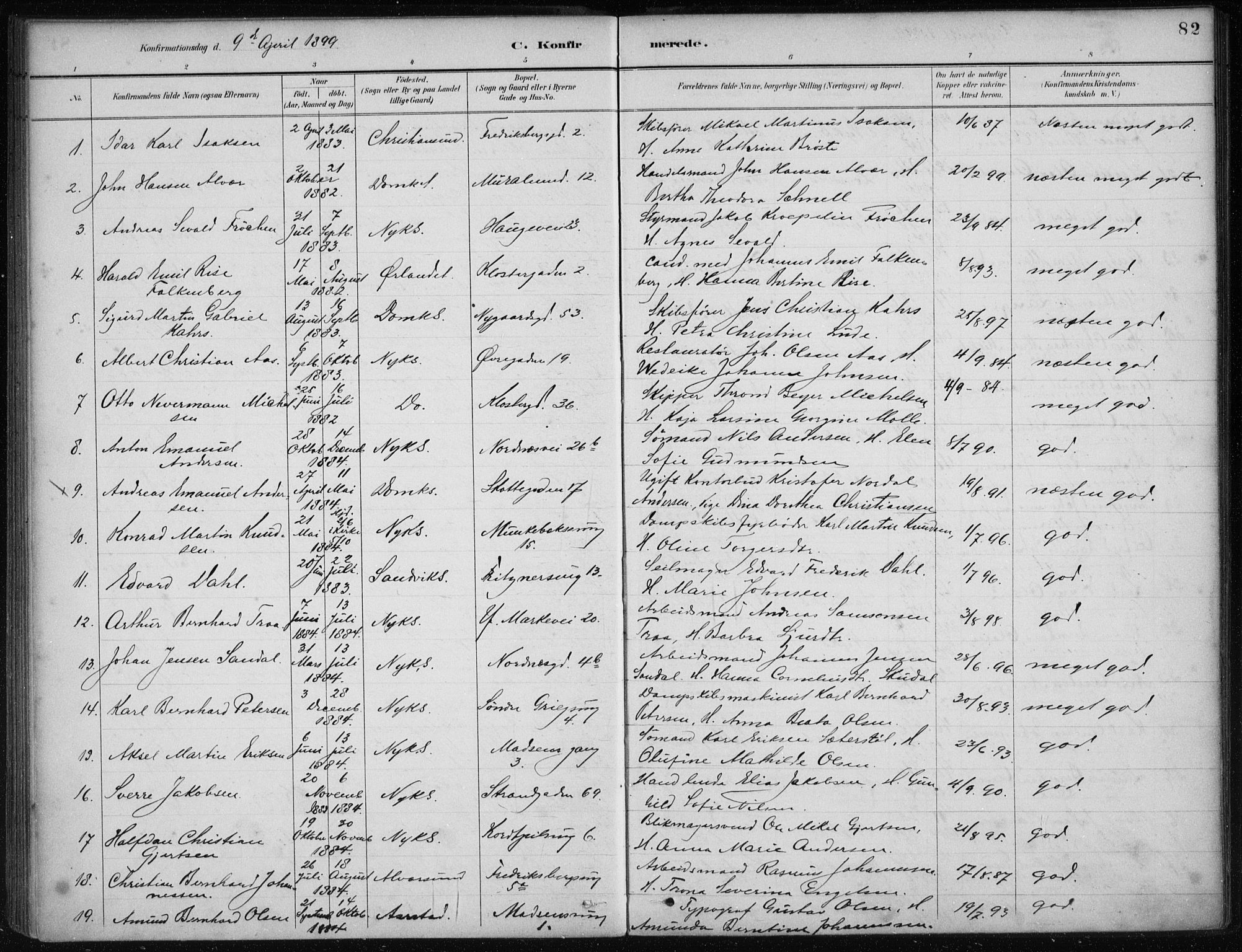 Nykirken Sokneprestembete, SAB/A-77101/H/Haa/L0027: Parish register (official) no. C 6, 1886-1913, p. 82