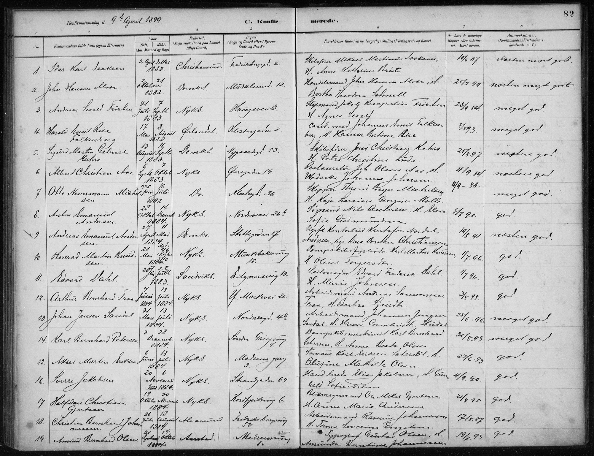 Nykirken Sokneprestembete, AV/SAB-A-77101/H/Haa/L0027: Parish register (official) no. C 6, 1886-1913, p. 82