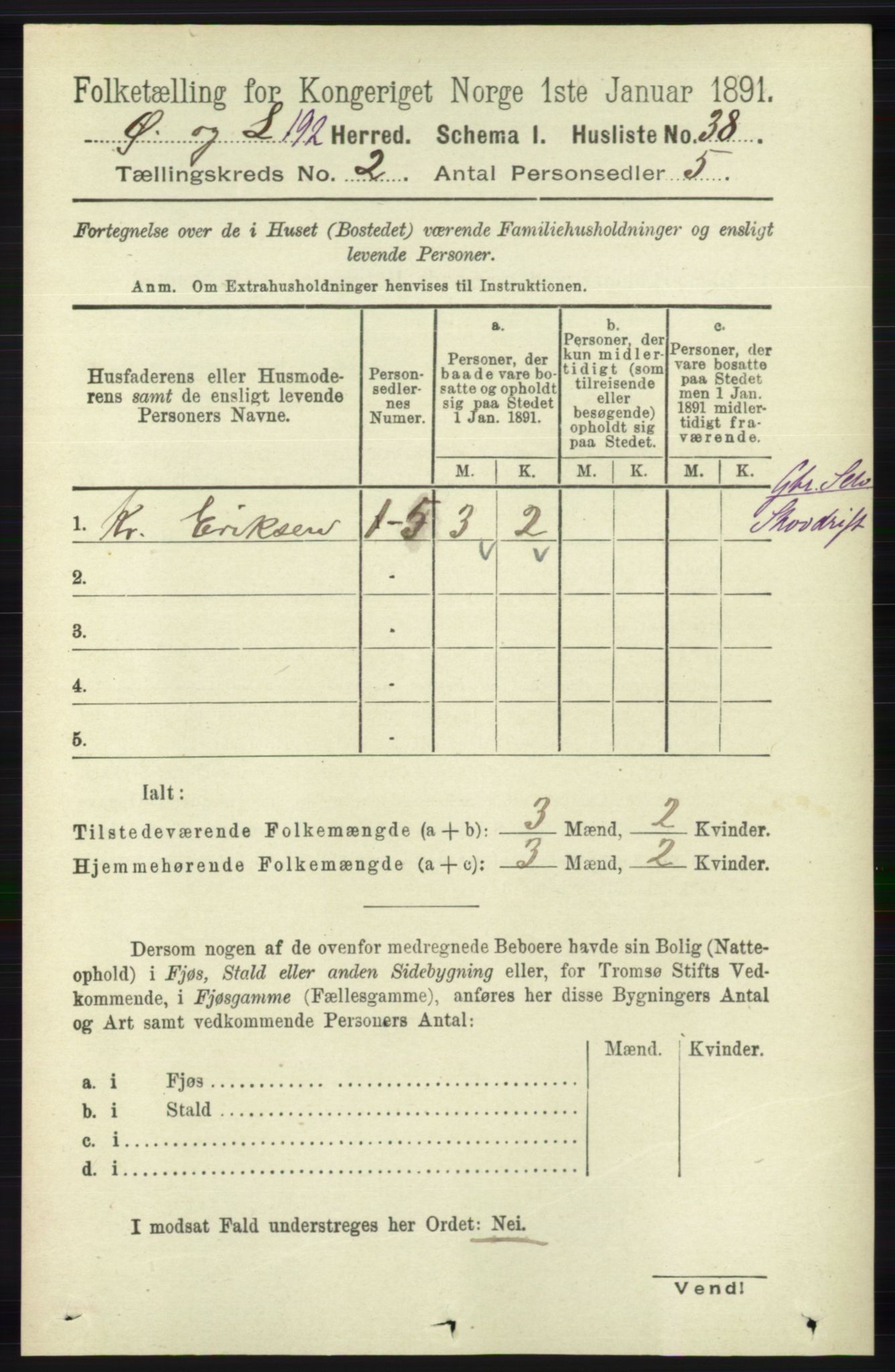 RA, 1891 census for 1021 Øyslebø og Laudal, 1891, p. 468