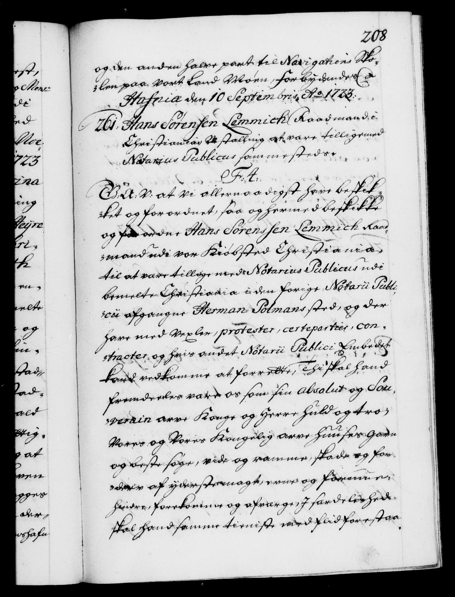 Danske Kanselli 1572-1799, AV/RA-EA-3023/F/Fc/Fca/Fcaa/L0024: Norske registre, 1723-1725, p. 208a