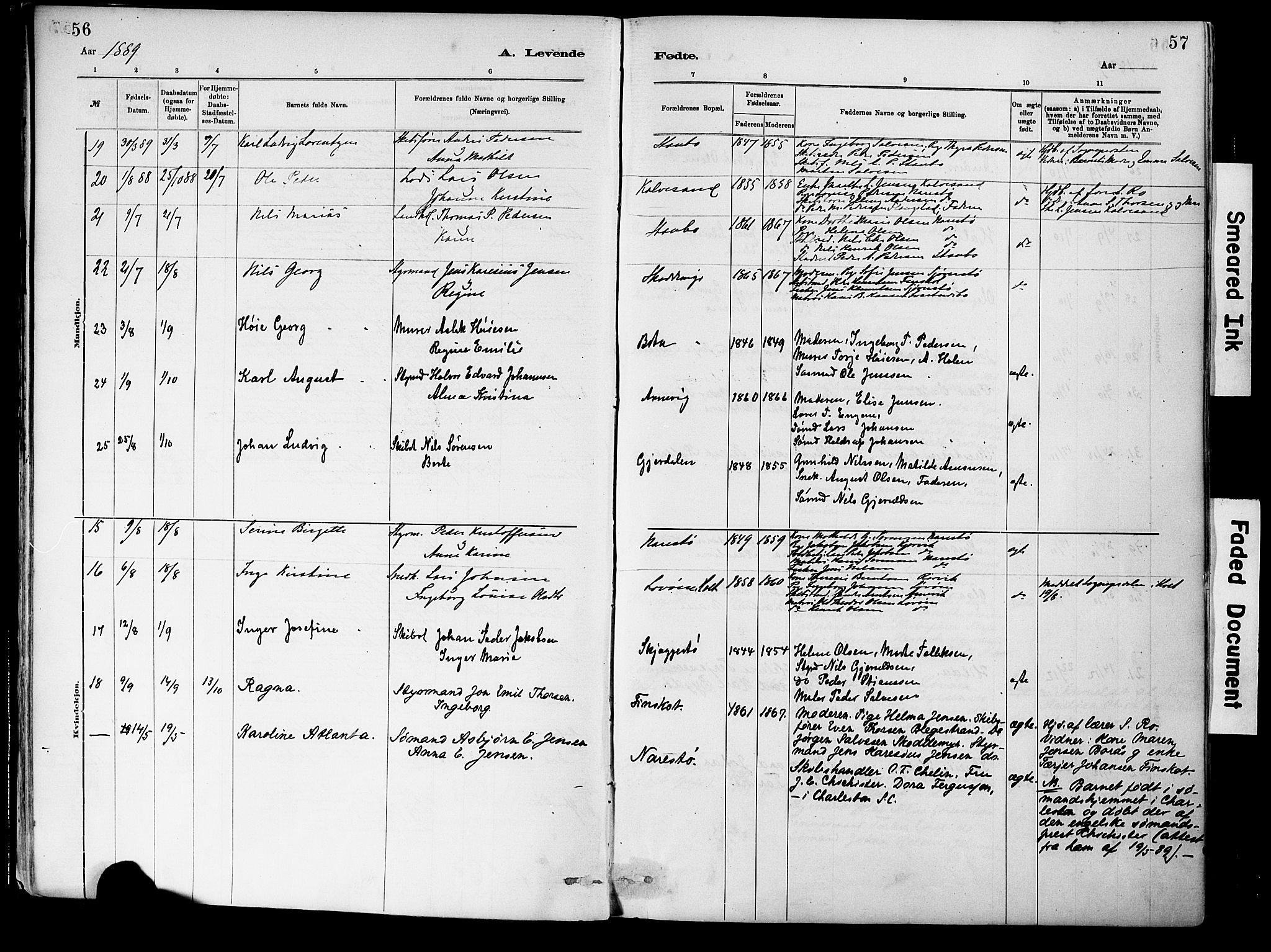 Dypvåg sokneprestkontor, SAK/1111-0007/F/Fa/Fab/L0001: Parish register (official) no. A 1, 1885-1912, p. 56-57