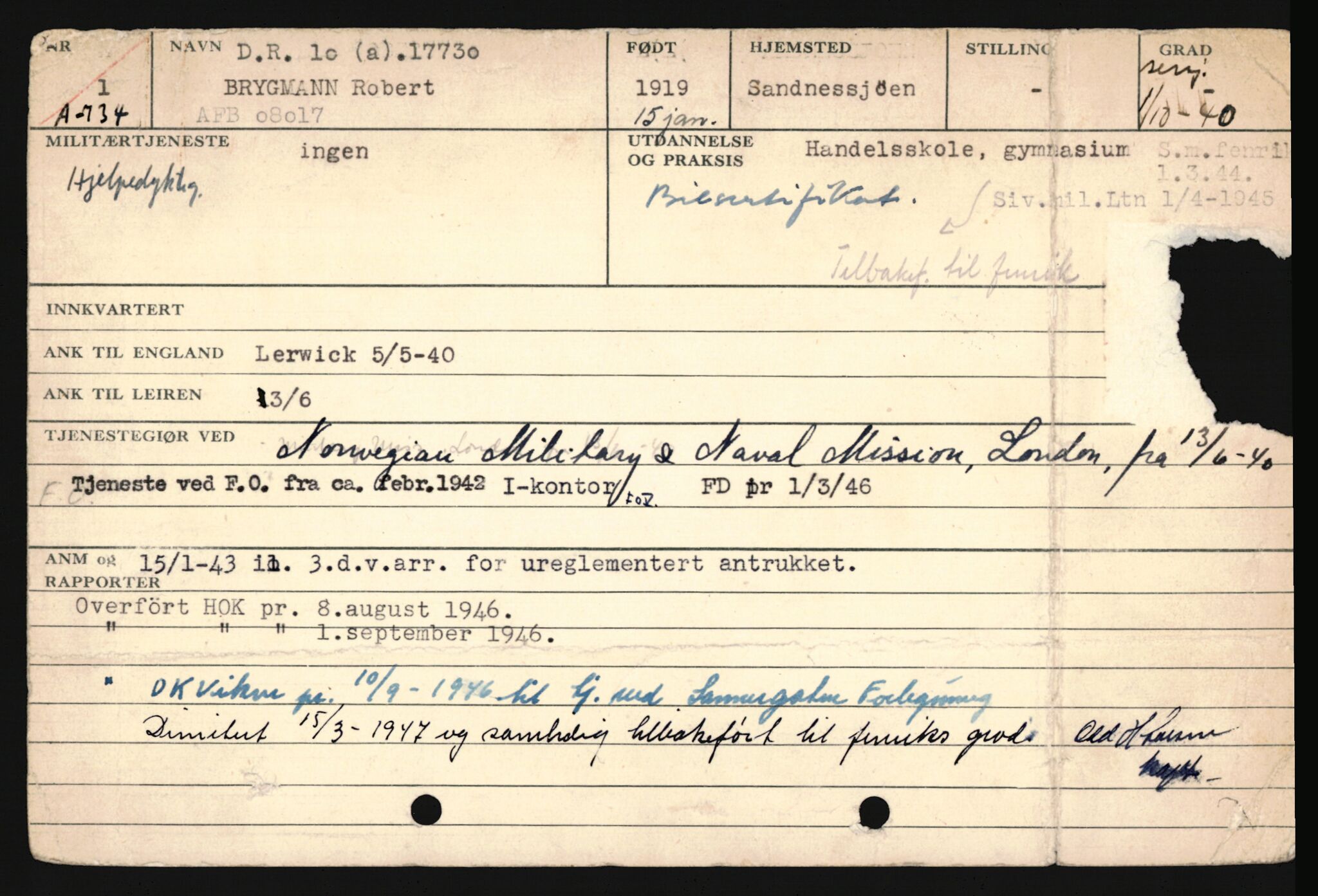 Forsvaret, Sør-Hålogaland landforsvar, AV/RA-RAFA-2552/P/Pa/L0303: Personellmapper for slettet personell, yrkesbefal og vernepliktig befal, født 1917-1920, 1936-1980, p. 470