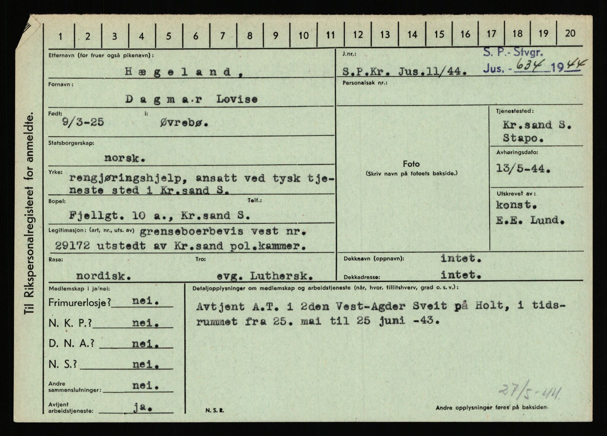 Statspolitiet - Hovedkontoret / Osloavdelingen, AV/RA-S-1329/C/Ca/L0007: Hol - Joelsen, 1943-1945, p. 1609