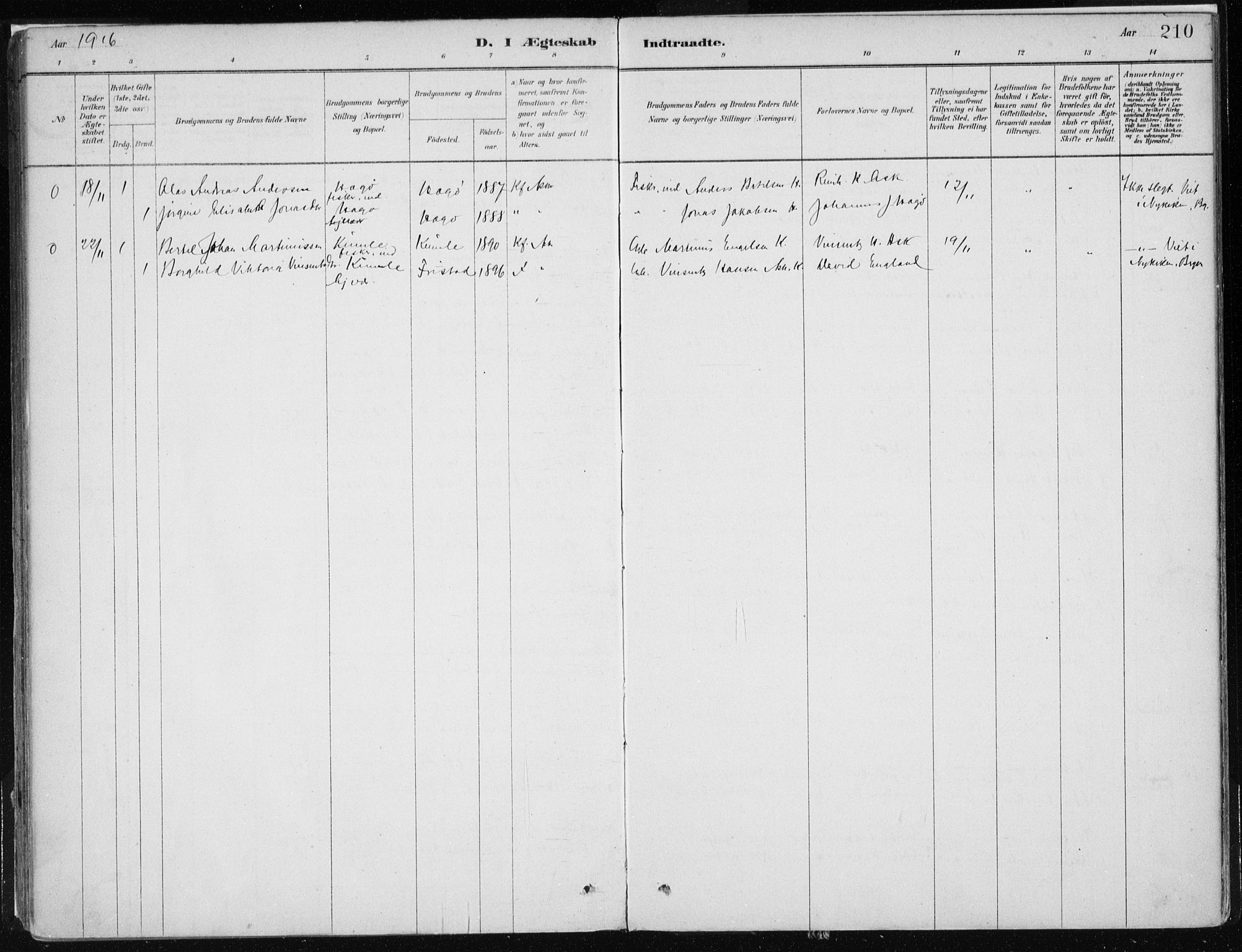 Askvoll sokneprestembete, AV/SAB-A-79501/H/Haa/Haab/L0002: Parish register (official) no. B 2, 1879-1909, p. 210