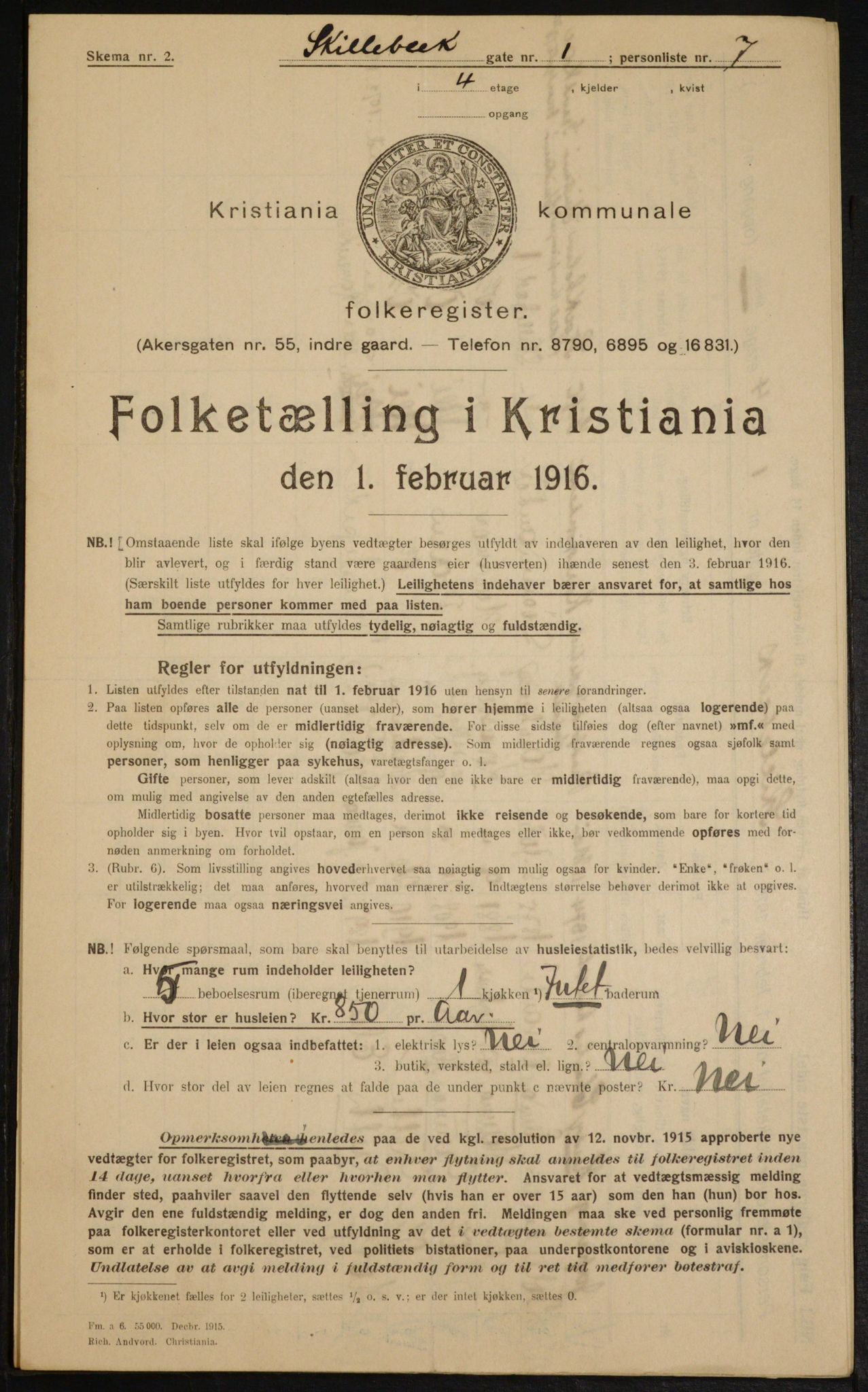 OBA, Municipal Census 1916 for Kristiania, 1916, p. 97887