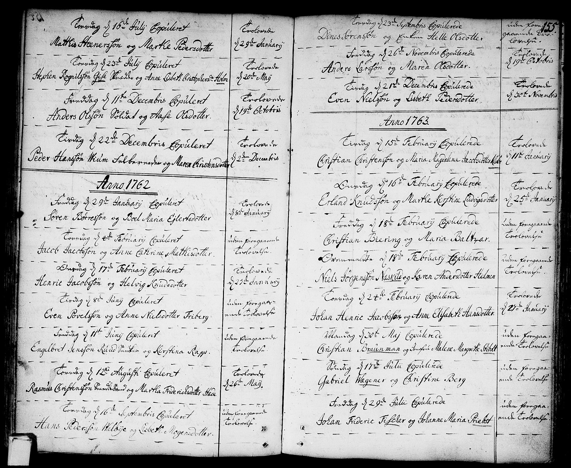 Strømsø kirkebøker, SAKO/A-246/F/Fa/L0009: Parish register (official) no. I 9, 1752-1791, p. 155