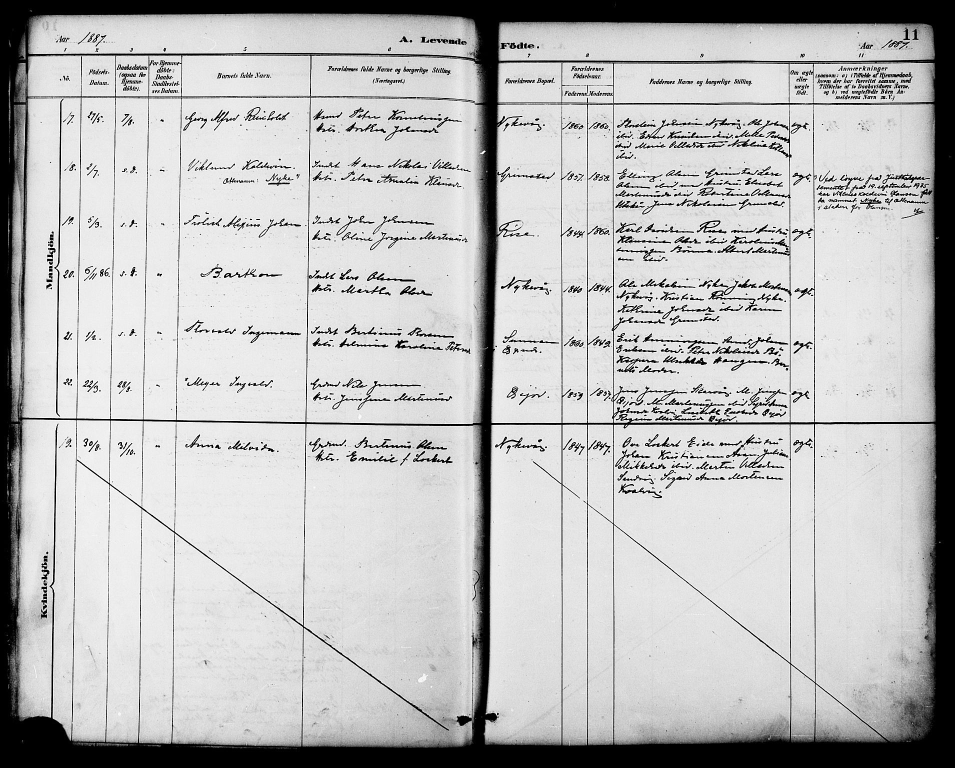 Ministerialprotokoller, klokkerbøker og fødselsregistre - Nordland, AV/SAT-A-1459/892/L1320: Parish register (official) no. 892A01, 1886-1901, p. 11