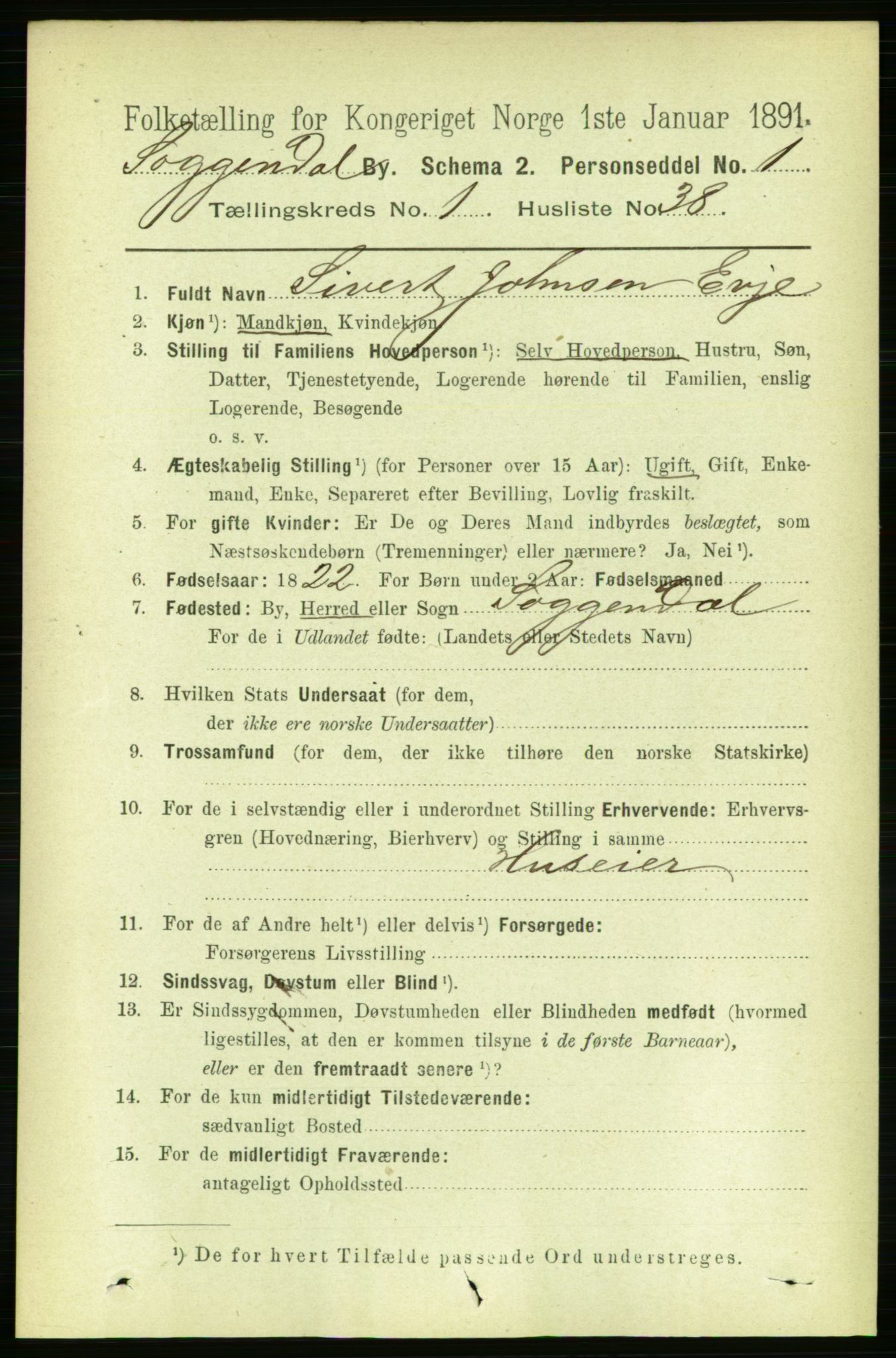 RA, 1891 census for 1107 Sokndal, 1891, p. 216