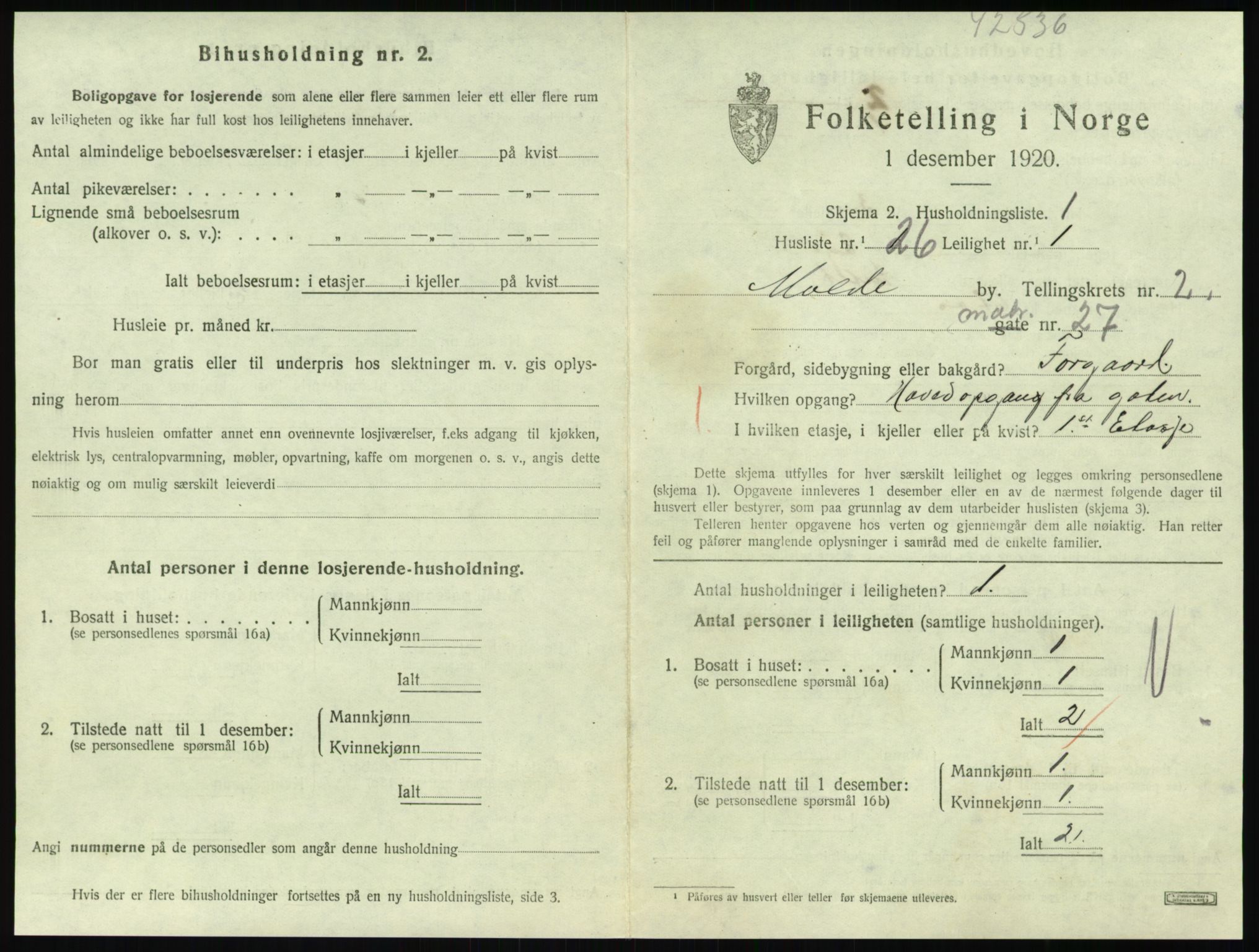 SAT, 1920 census for Molde, 1920, p. 1023