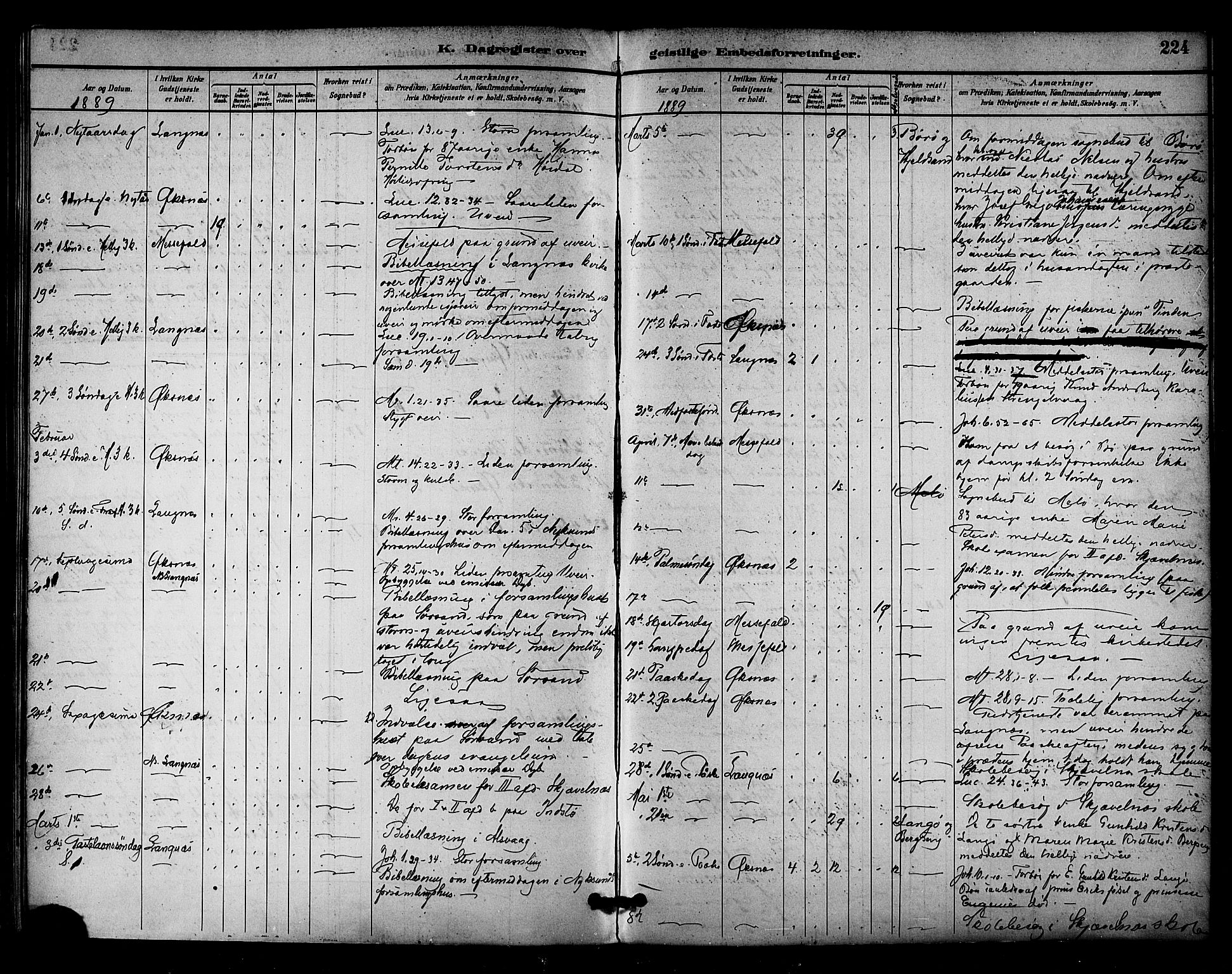 Ministerialprotokoller, klokkerbøker og fødselsregistre - Nordland, AV/SAT-A-1459/893/L1337: Parish register (official) no. 893A09, 1885-1893, p. 224