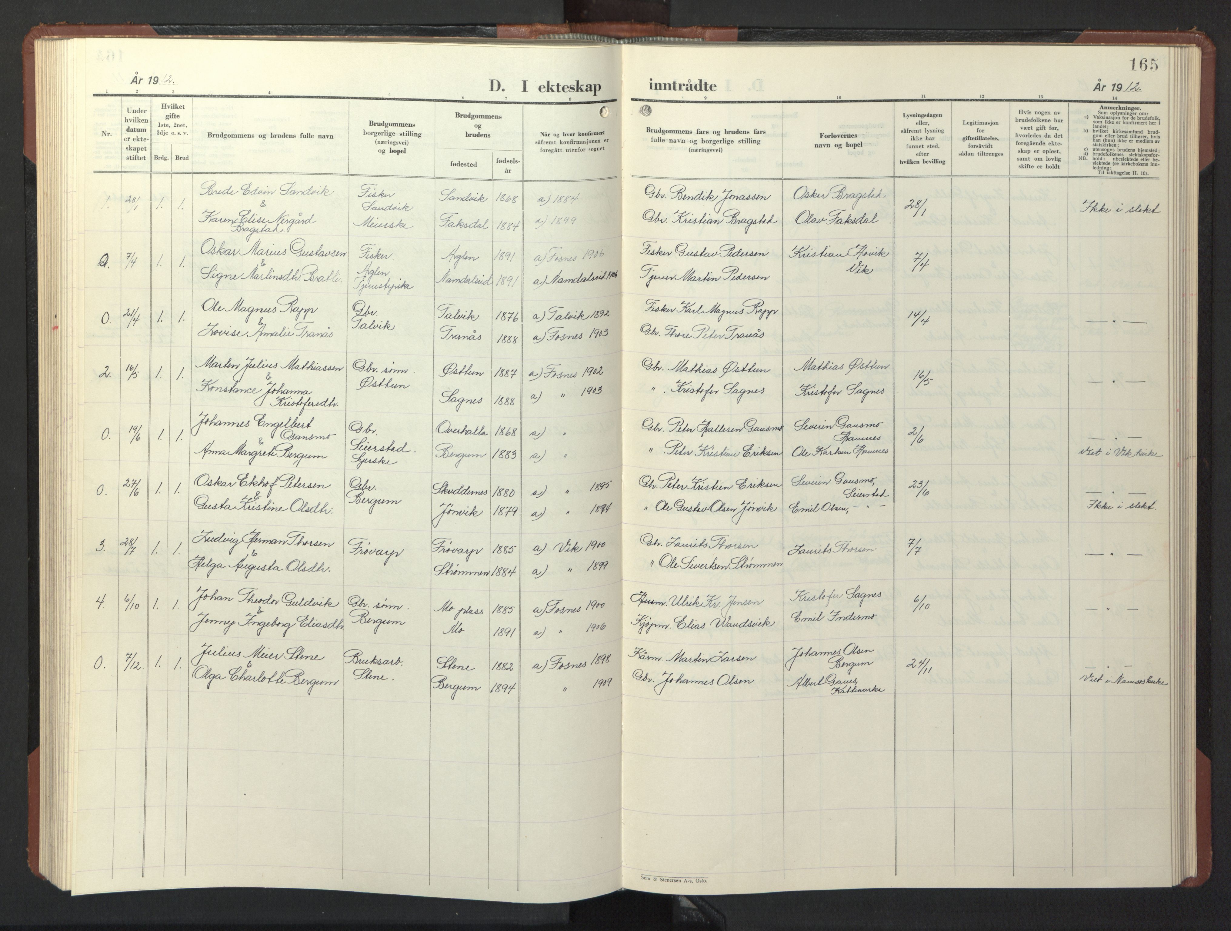 Ministerialprotokoller, klokkerbøker og fødselsregistre - Nord-Trøndelag, SAT/A-1458/773/L0625: Parish register (copy) no. 773C01, 1910-1952, p. 165