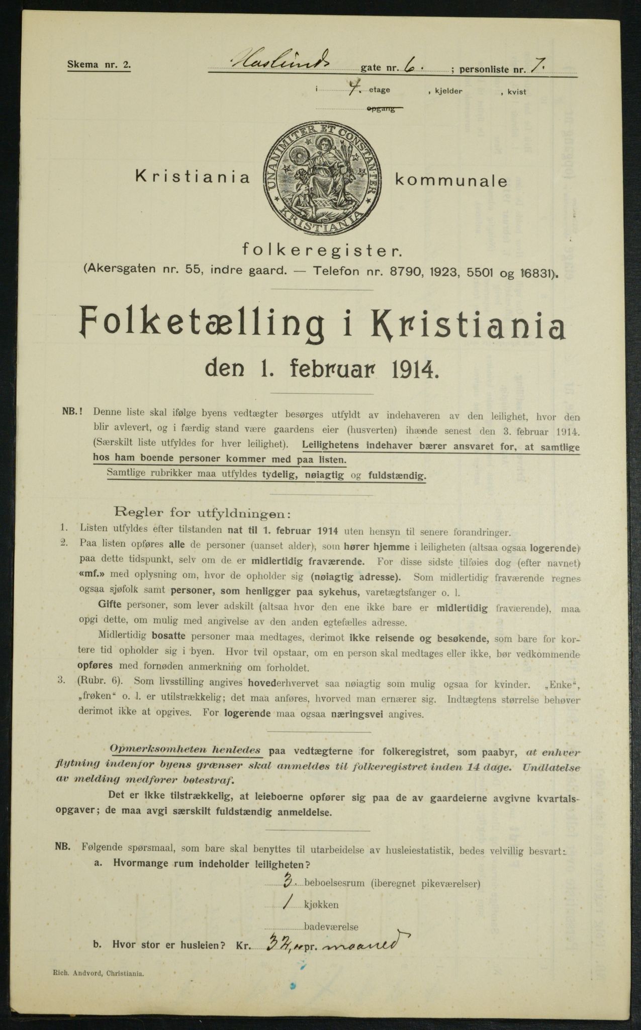 OBA, Municipal Census 1914 for Kristiania, 1914, p. 26985