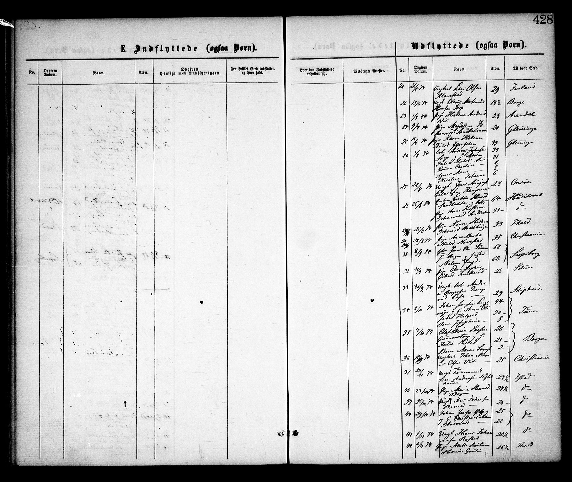 Skjeberg prestekontor Kirkebøker, SAO/A-10923/F/Fa/L0008: Parish register (official) no. I 8, 1869-1885, p. 428
