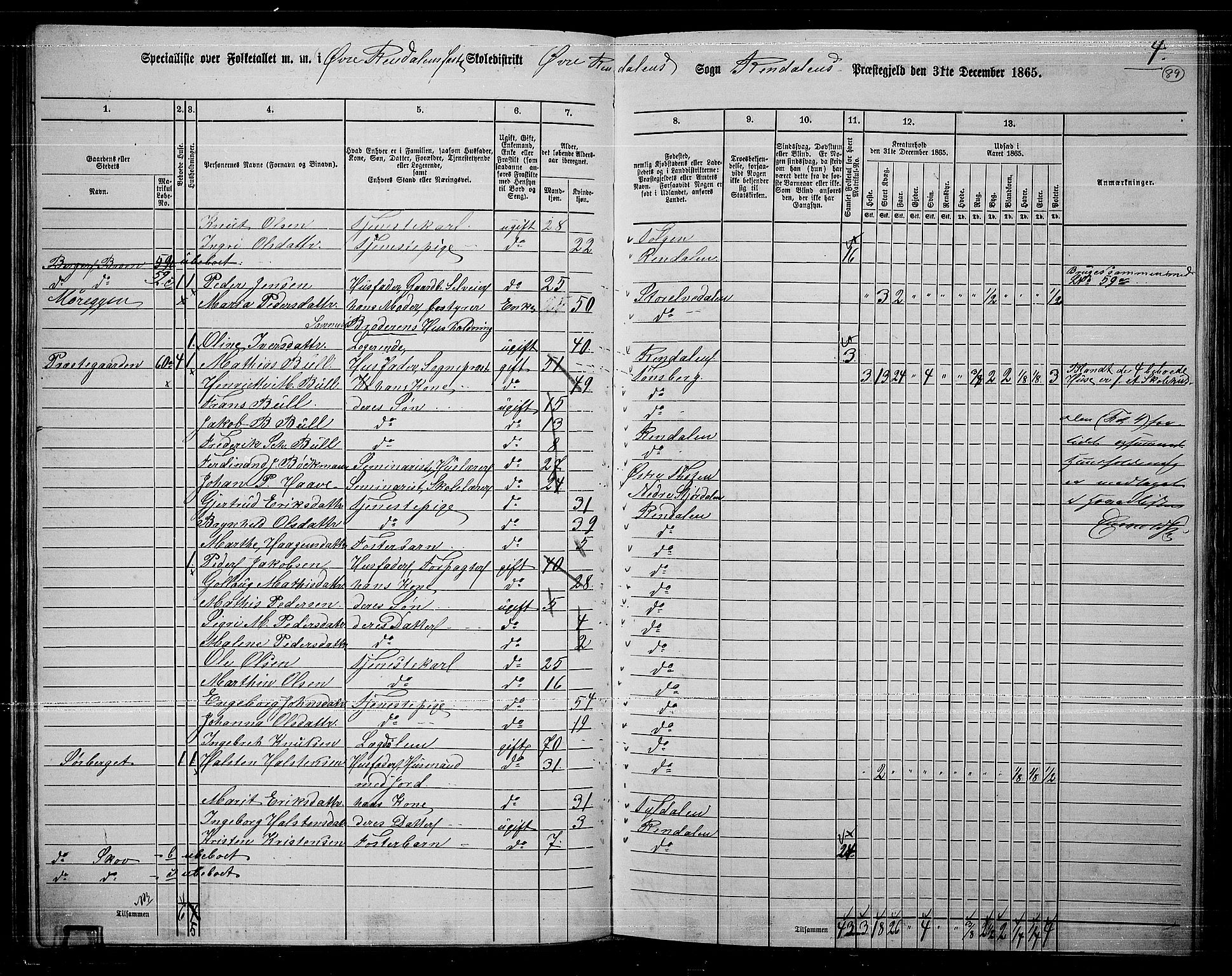 RA, 1865 census for Rendalen, 1865, p. 74