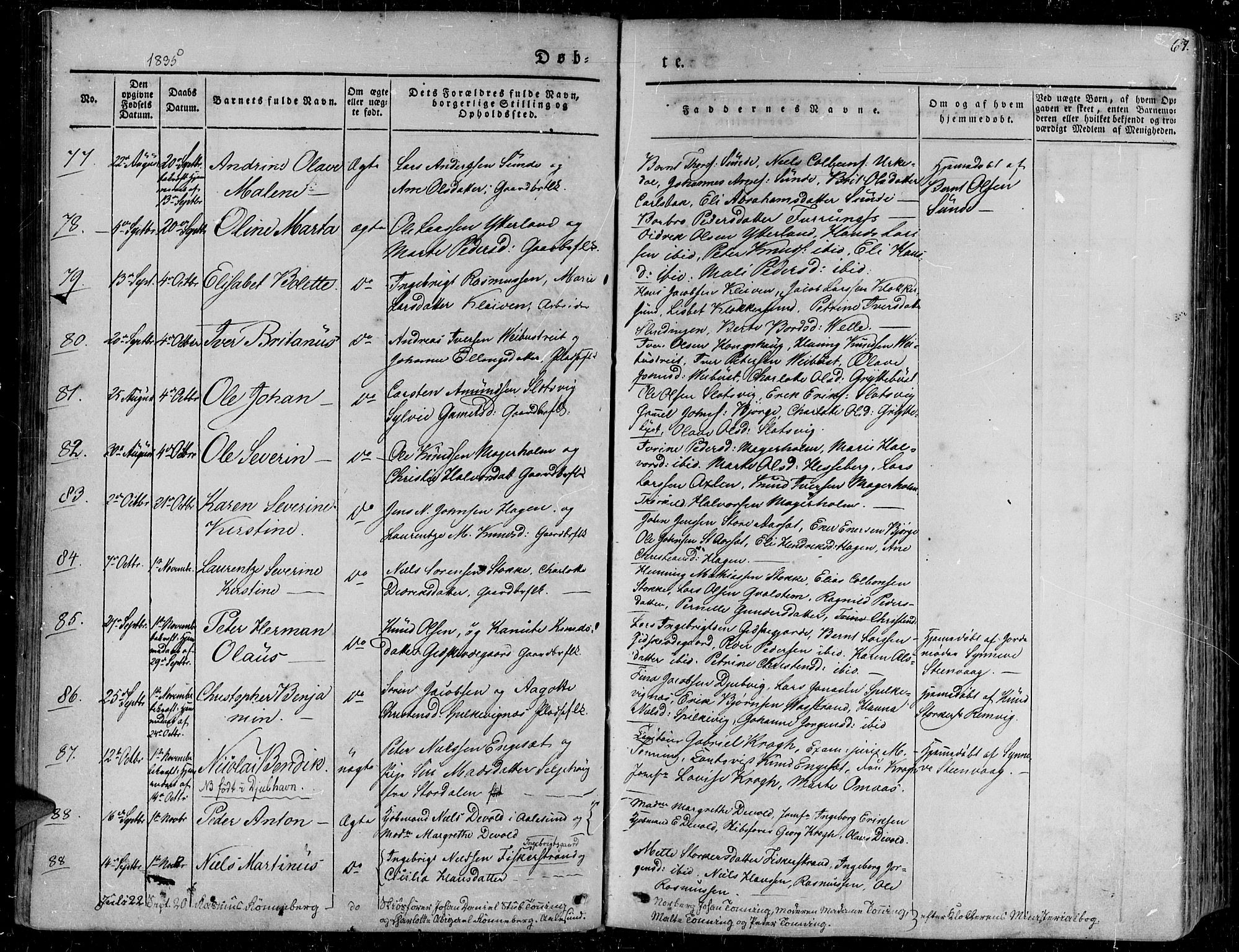 Ministerialprotokoller, klokkerbøker og fødselsregistre - Møre og Romsdal, AV/SAT-A-1454/528/L0395: Parish register (official) no. 528A06, 1828-1839, p. 67