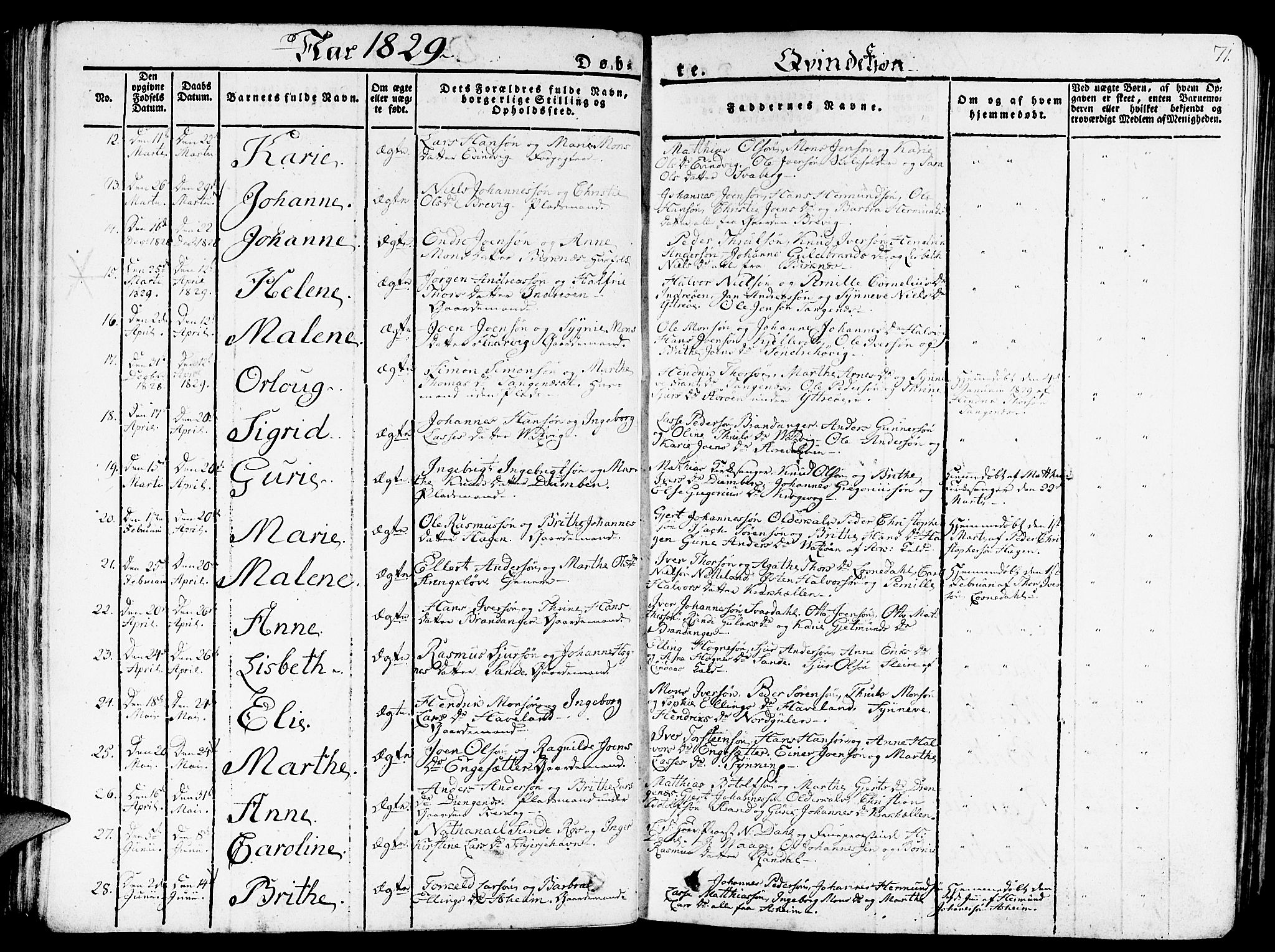 Gulen sokneprestembete, SAB/A-80201/H/Haa/Haaa/L0019: Parish register (official) no. A 19, 1826-1836, p. 71