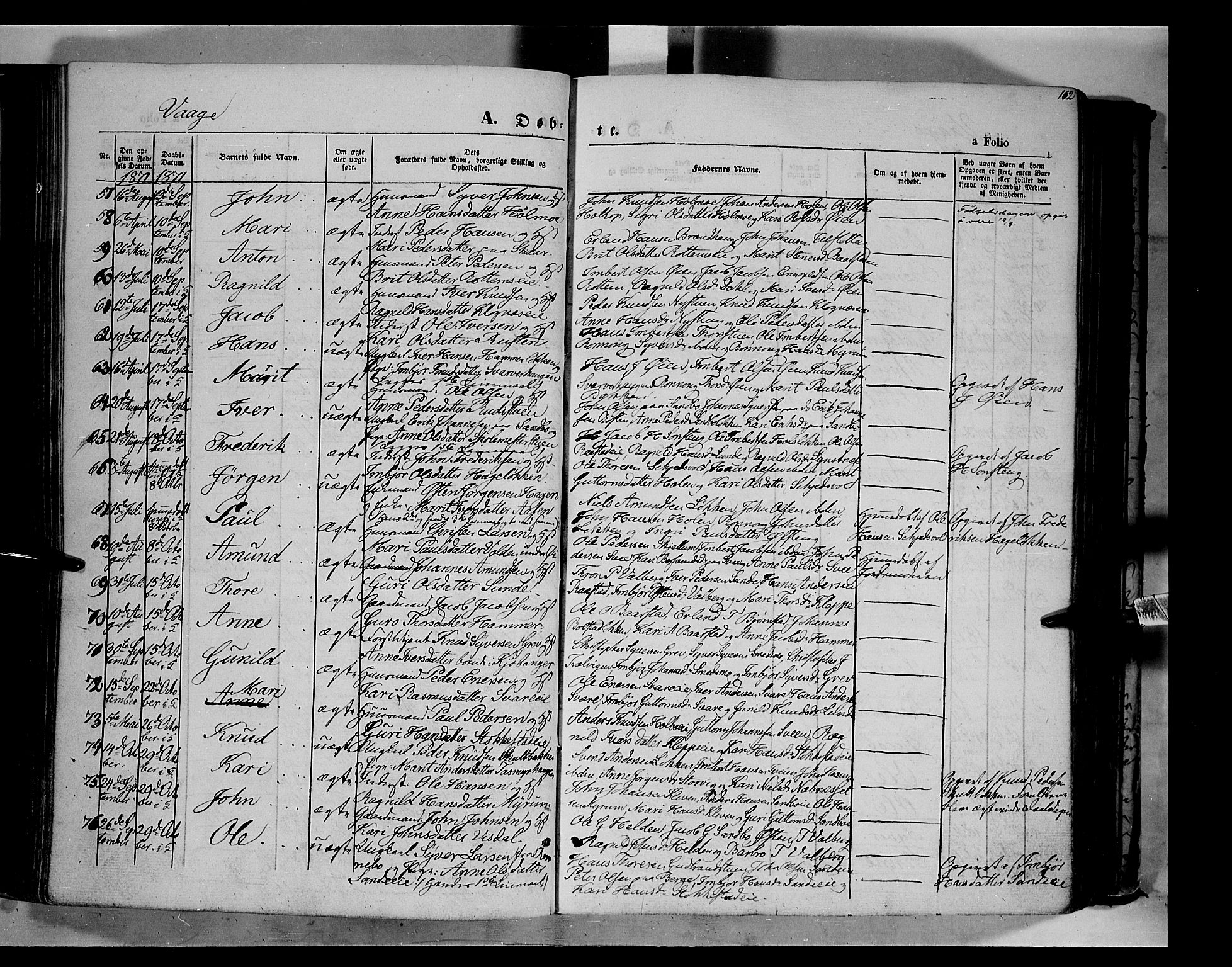 Vågå prestekontor, AV/SAH-PREST-076/H/Ha/Haa/L0006: Parish register (official) no. 6 /1, 1856-1872, p. 162