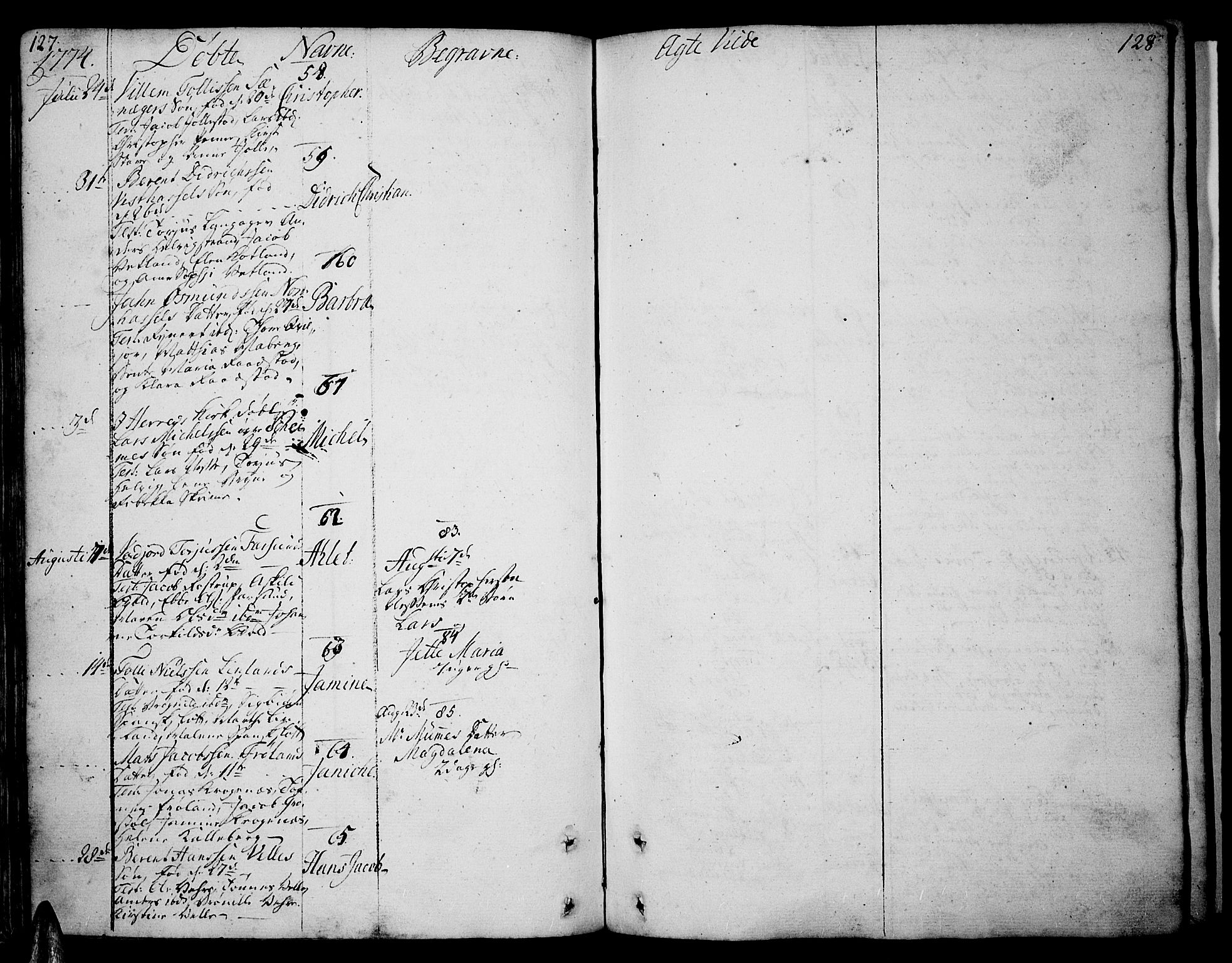 Lista sokneprestkontor, AV/SAK-1111-0027/F/Fa/L0004: Parish register (official) no. A 4, 1768-1794, p. 127-128