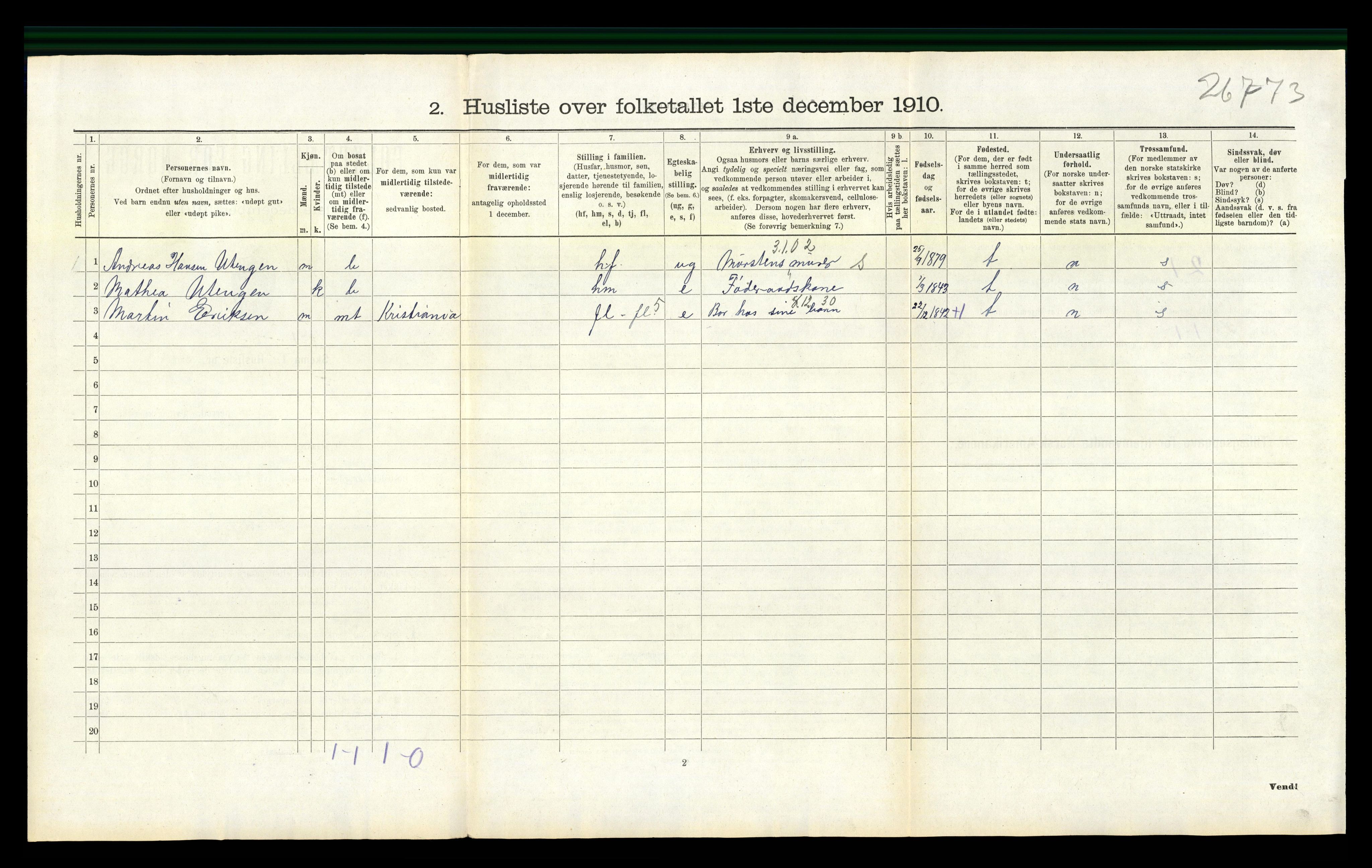 RA, 1910 census for Lier, 1910, p. 1145