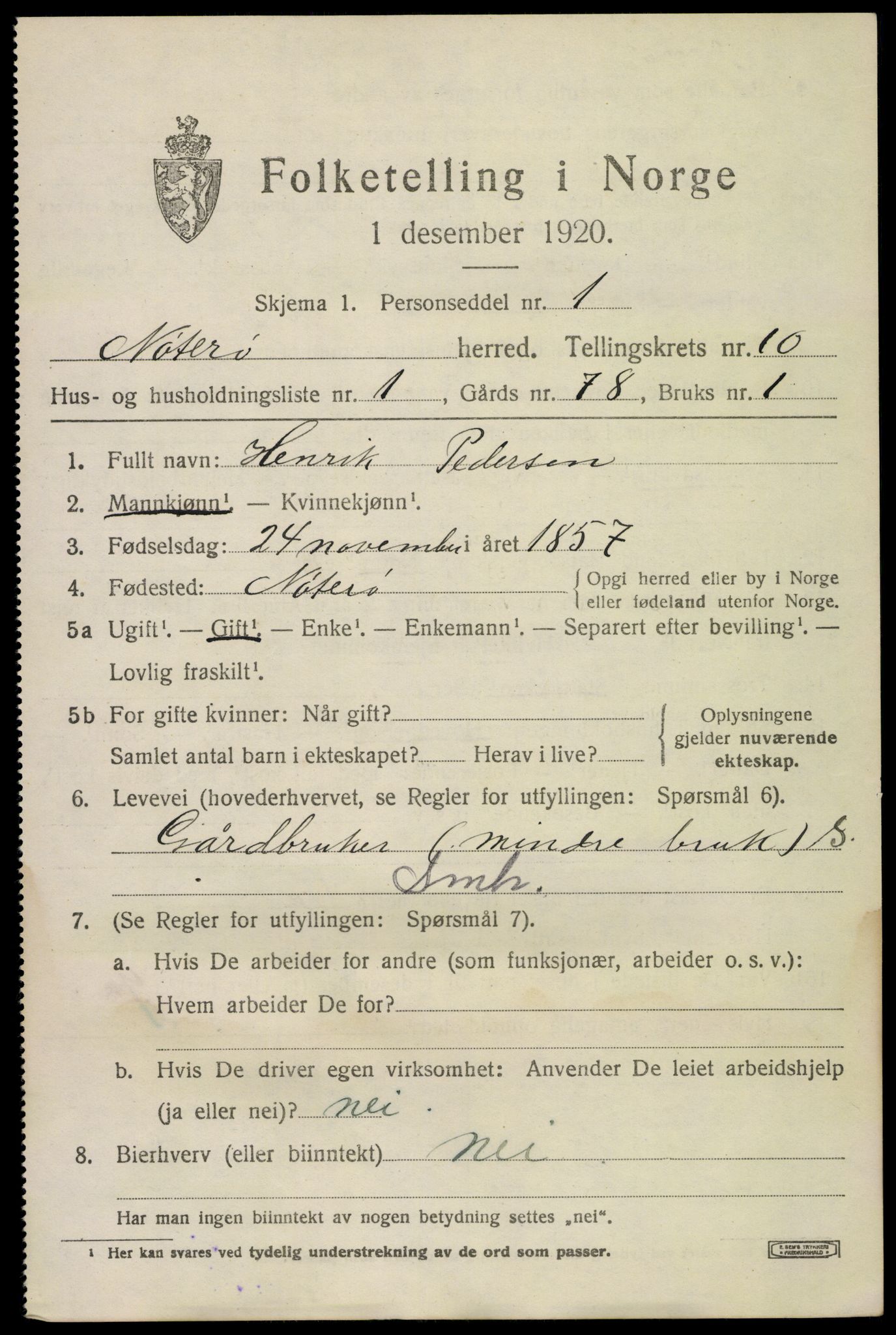 SAKO, 1920 census for Nøtterøy, 1920, p. 12555