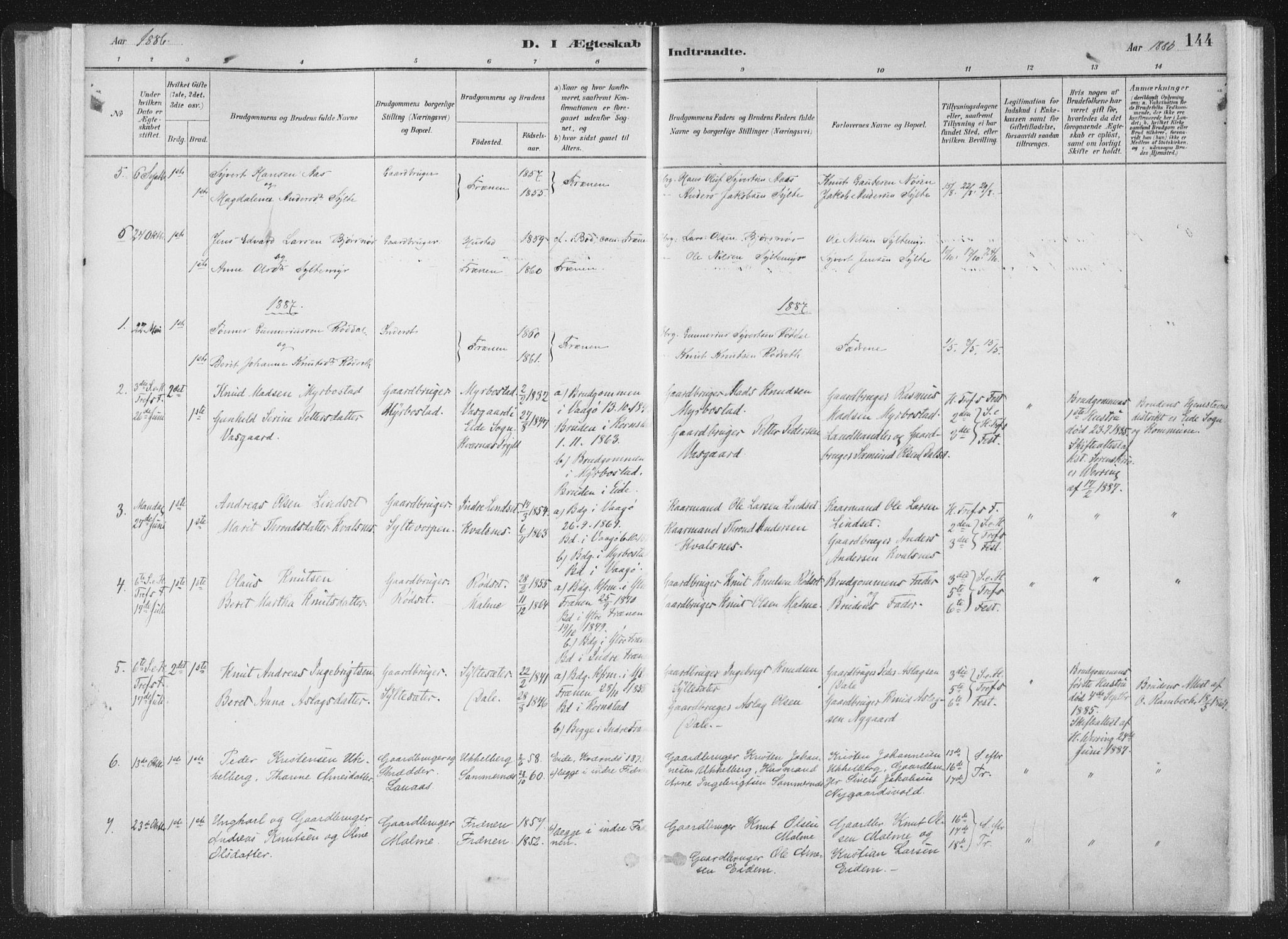 Ministerialprotokoller, klokkerbøker og fødselsregistre - Møre og Romsdal, AV/SAT-A-1454/564/L0740: Parish register (official) no. 564A01, 1880-1899, p. 144