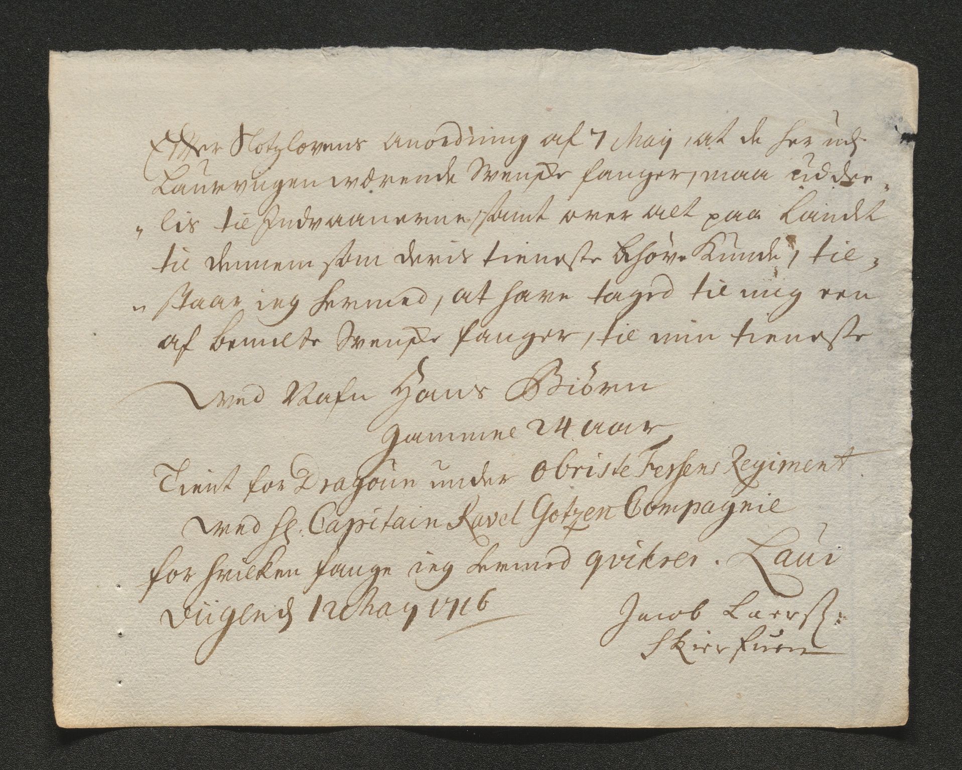 Larvik grevskap, AV/SAKO-A-1056/F/Ff/Ffb/L0018/0001: Brev / Spesielle saker, 1716-1748, p. 124