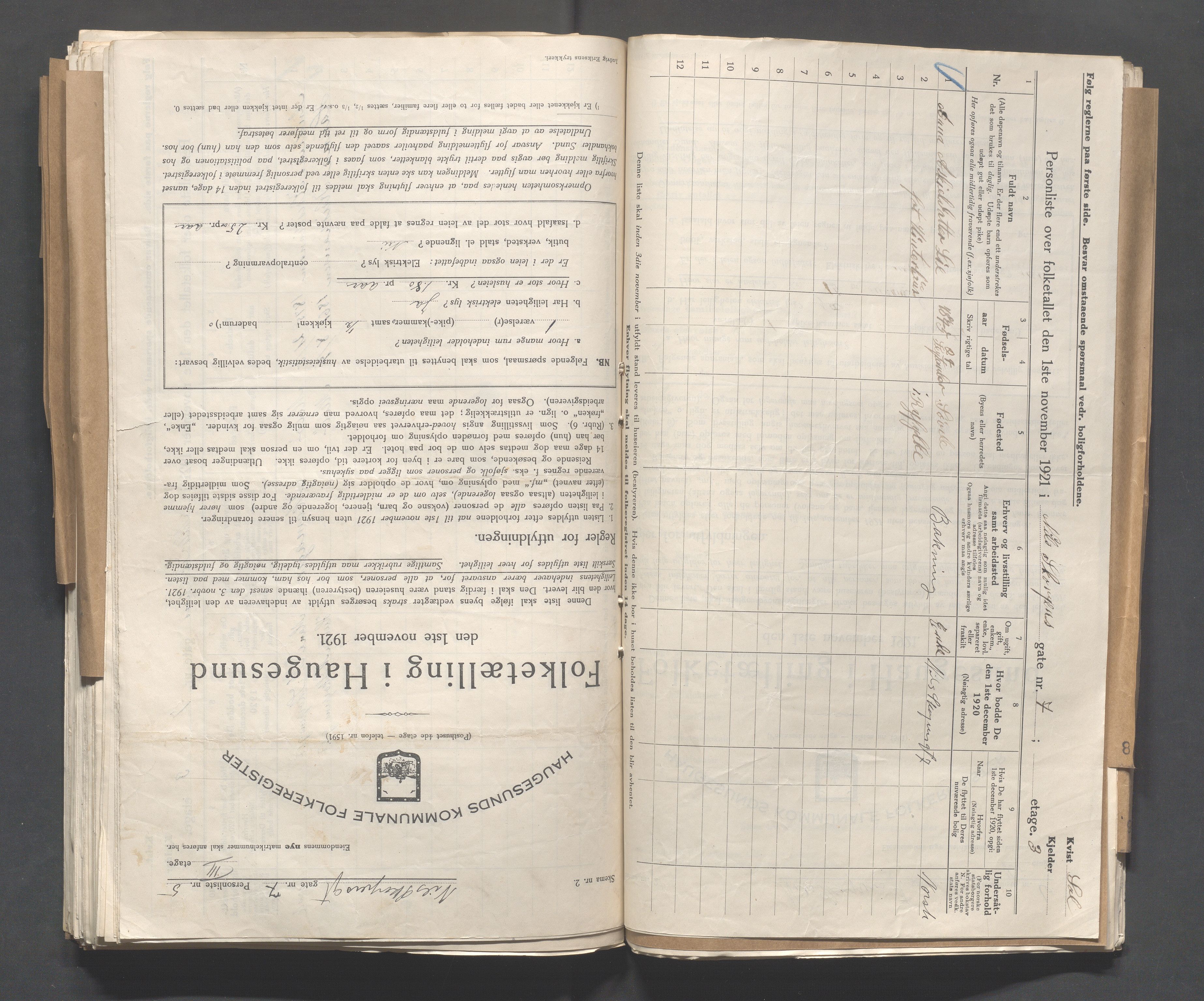 IKAR, Local census 1.11.1921 for Haugesund, 1921, p. 3155