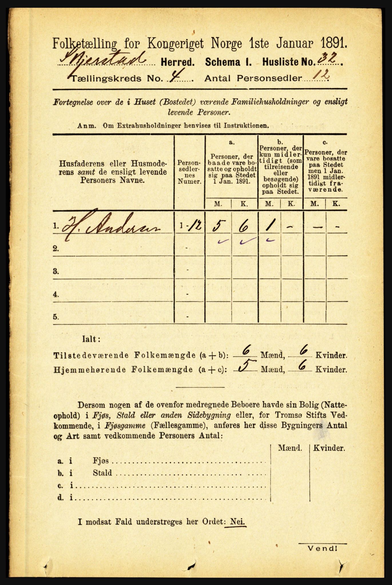 RA, 1891 census for 1842 Skjerstad, 1891, p. 1093