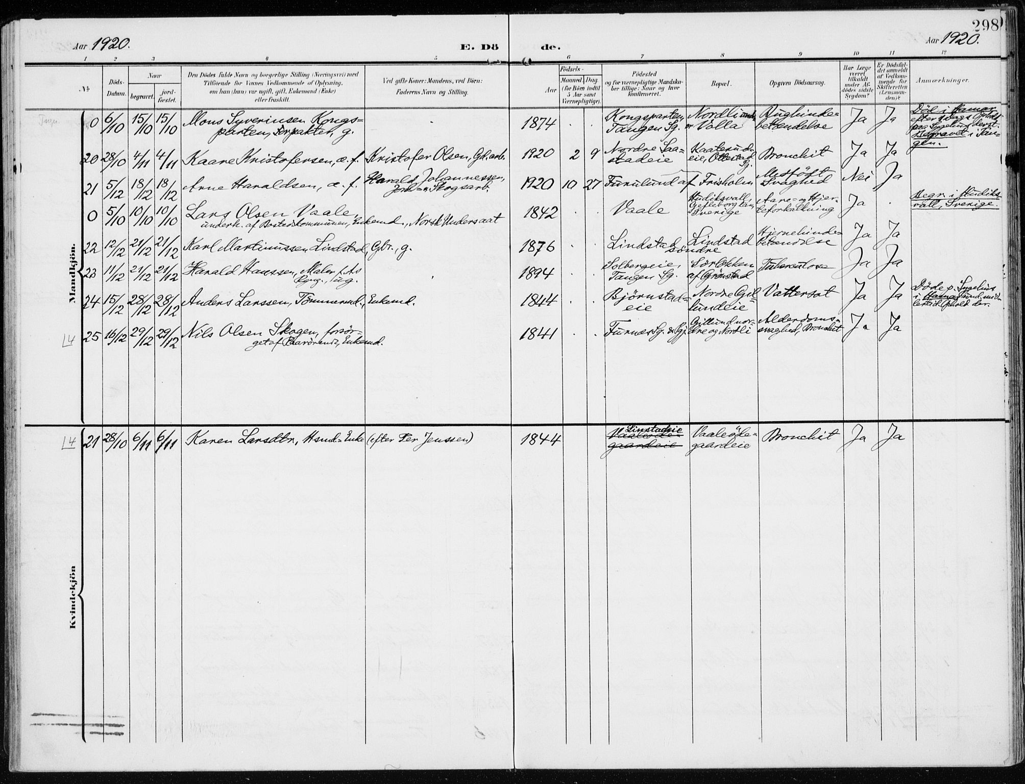 Stange prestekontor, AV/SAH-PREST-002/K/L0024: Parish register (official) no. 24, 1906-1922, p. 298