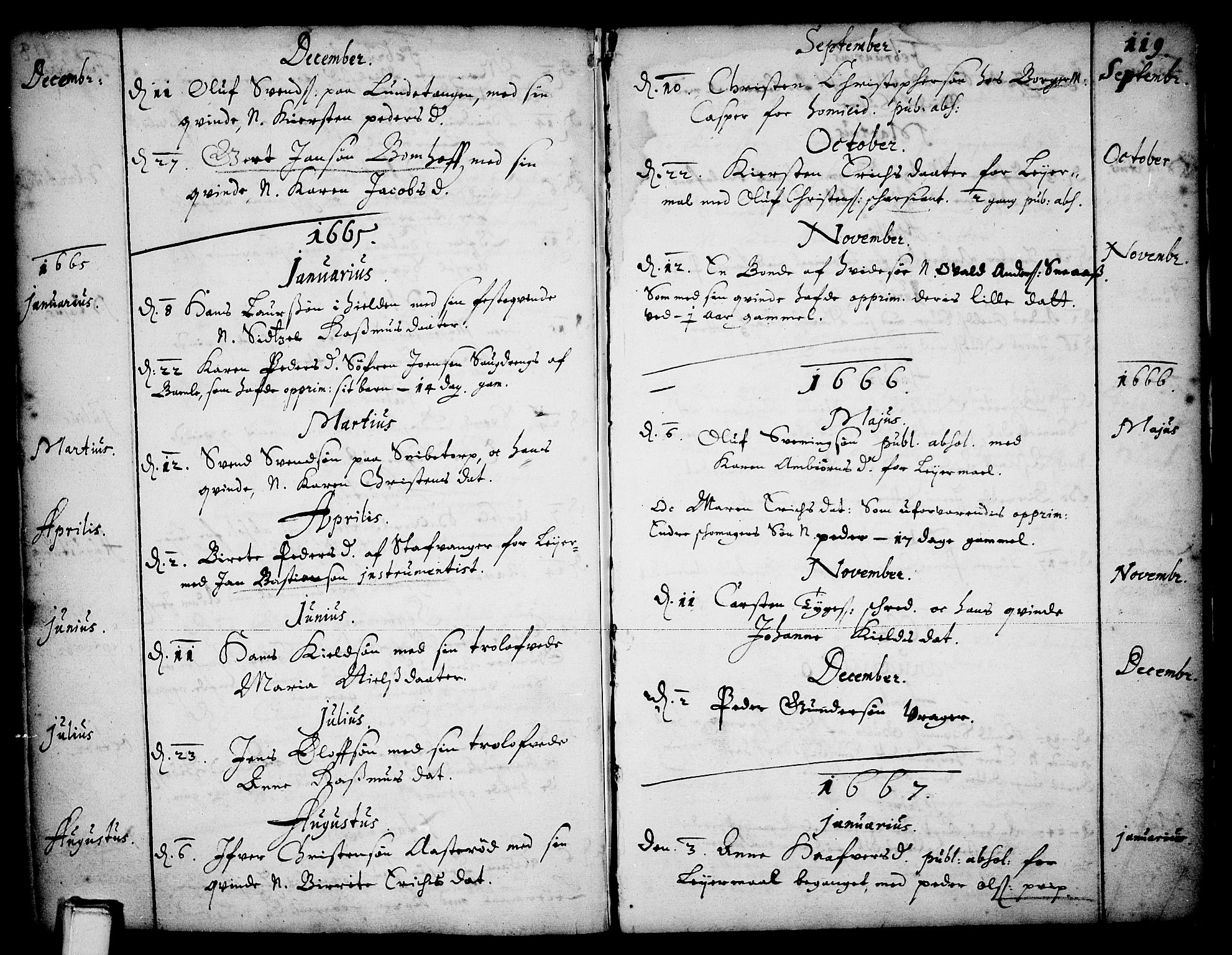 Skien kirkebøker, SAKO/A-302/F/Fa/L0001: Parish register (official) no. 1, 1659-1679, p. 119