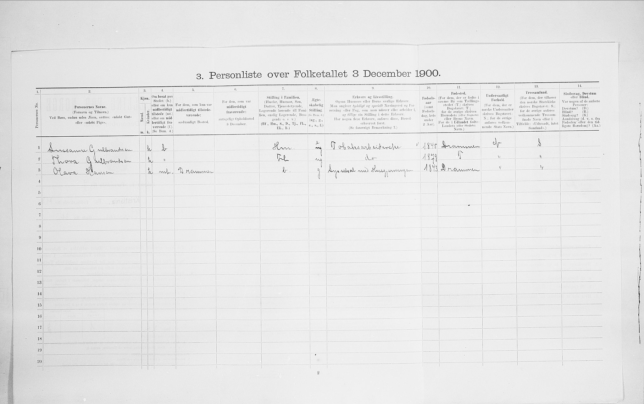 SAO, 1900 census for Kristiania, 1900, p. 97198