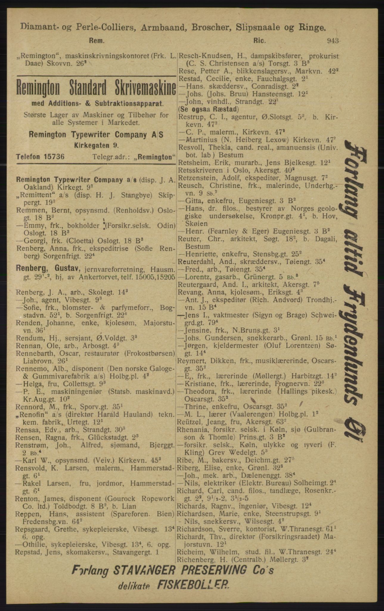 Kristiania/Oslo adressebok, PUBL/-, 1913, p. 955
