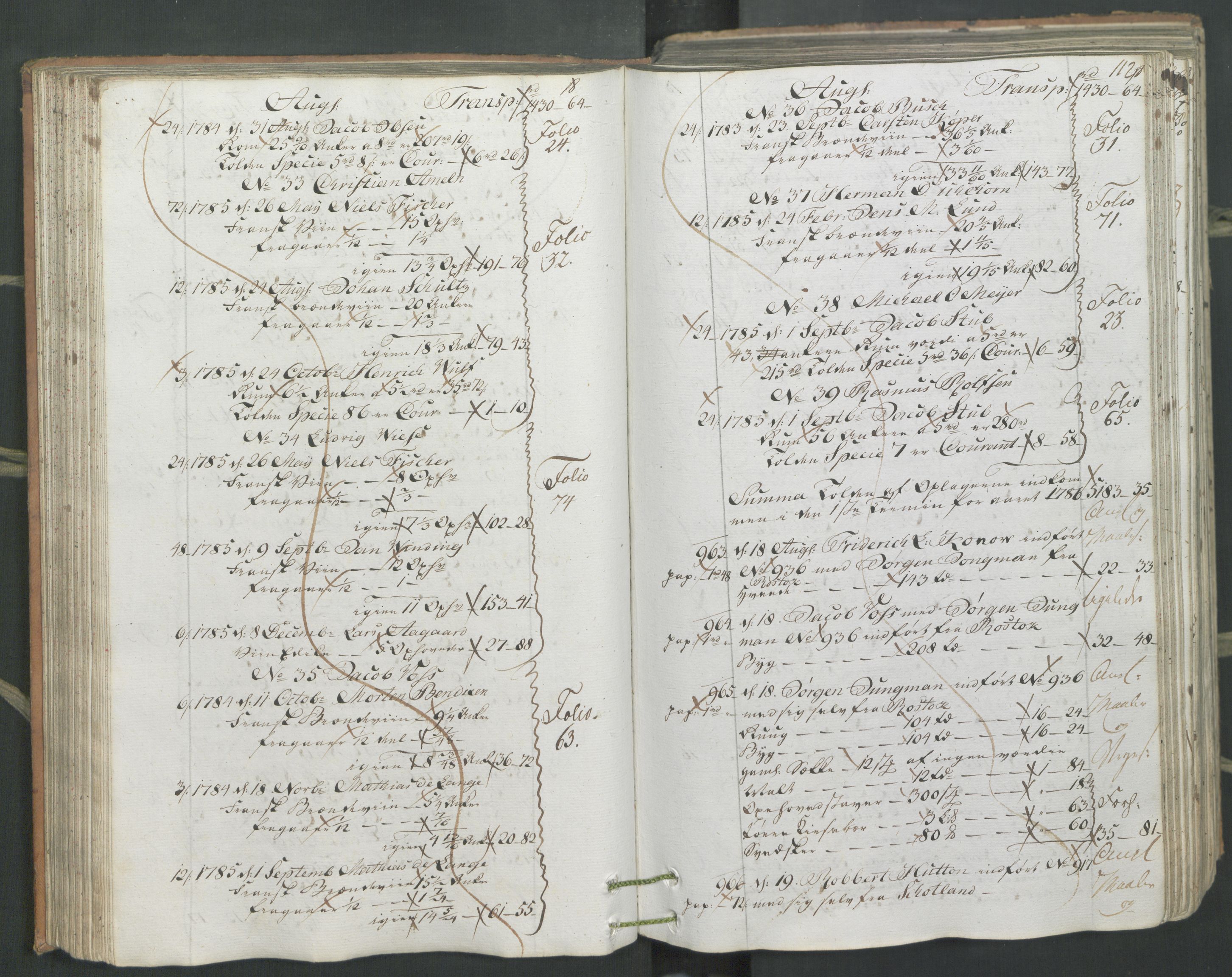 Generaltollkammeret, tollregnskaper, AV/RA-EA-5490/R26/L0222/0001: Tollregnskaper Bergen A / Inngående hovedtollbok, 1786, p. 111b-112a