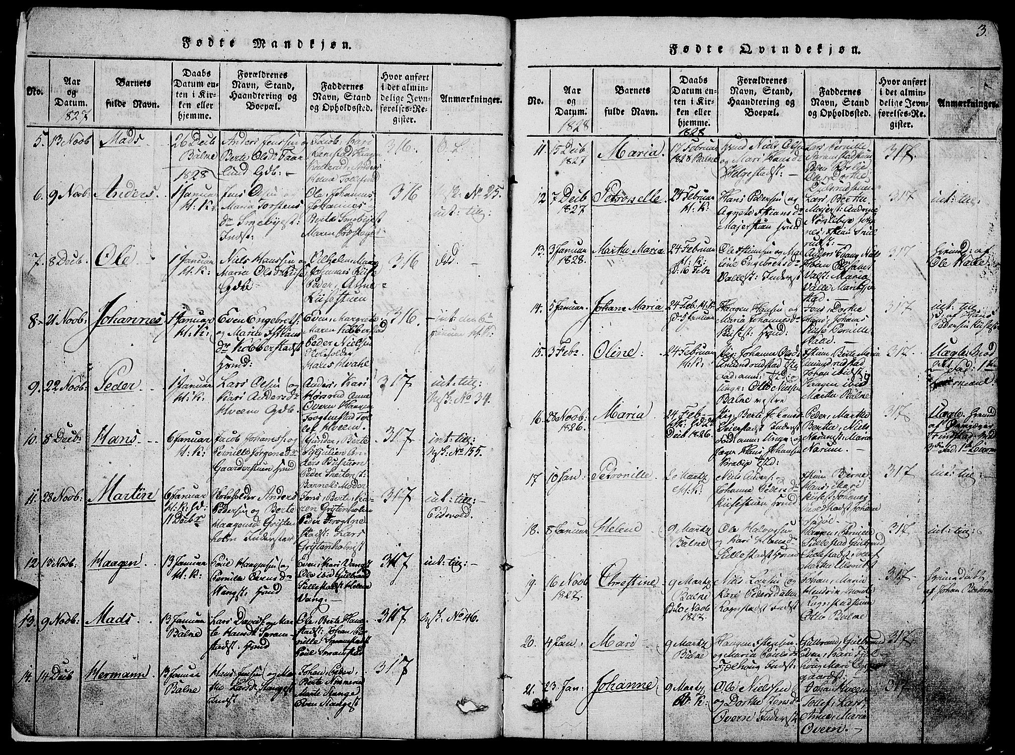 Østre Toten prestekontor, SAH/PREST-104/H/Ha/Hab/L0001: Parish register (copy) no. 1, 1827-1839, p. 3