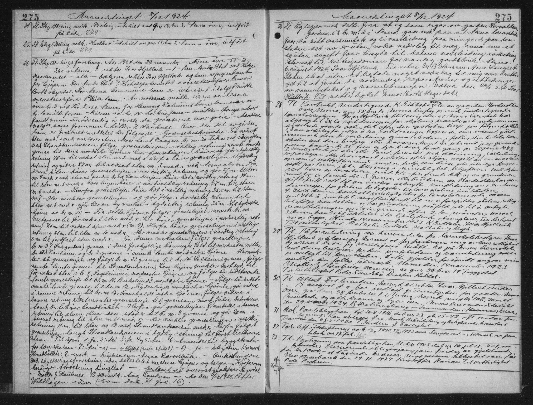 Rana sorenskriveri , AV/SAT-A-1108/1/2/2C/L0018: Mortgage book no. 18, 1923-1928, p. 275, Deed date: 08.12.1924