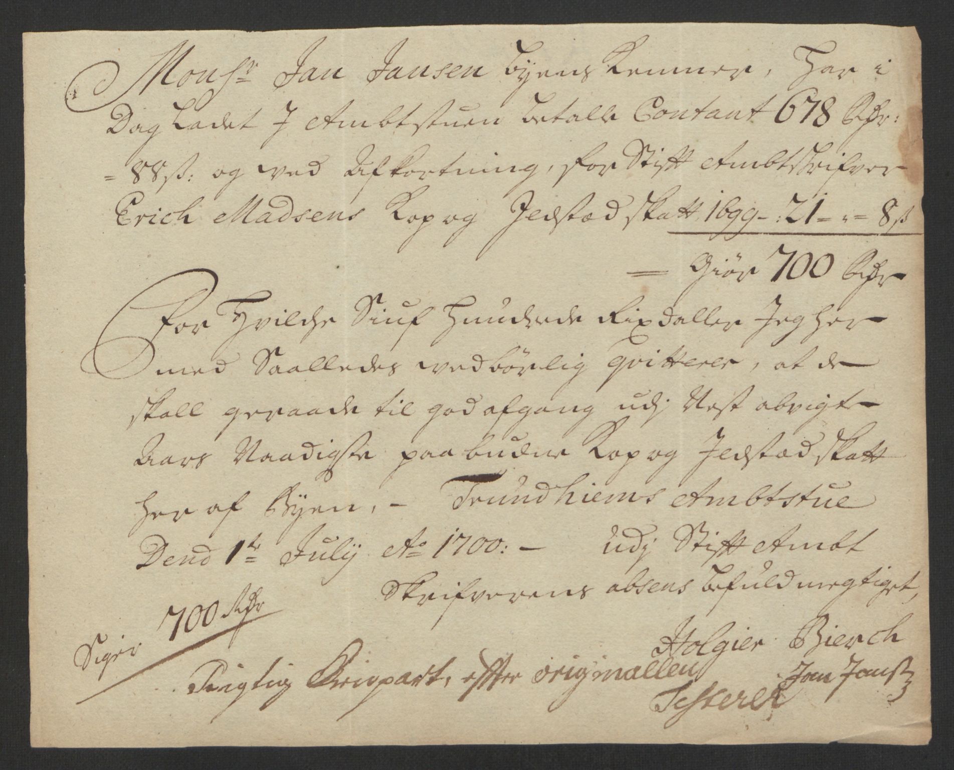 Rentekammeret inntil 1814, Reviderte regnskaper, Byregnskaper, AV/RA-EA-4066/R/Rs/L0507: [S3] Kontribusjonsregnskap, 1699-1711, p. 10