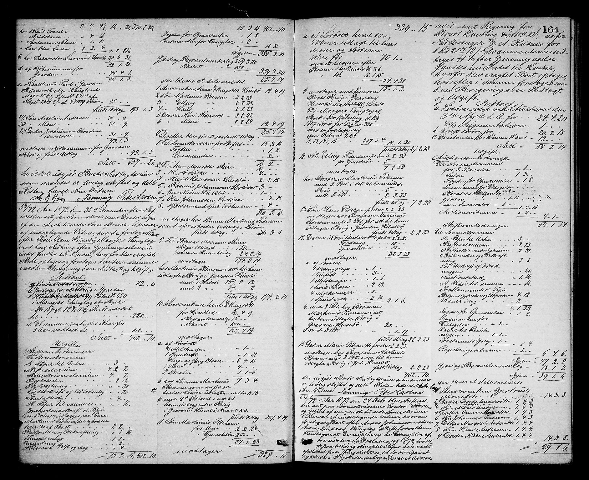 Nordhordland sorenskrivar, AV/SAB-A-2901/1/H/Hd/Hda/L0007: Skifteutlodningsprotokollar, 1869-1874, p. 163b-164a