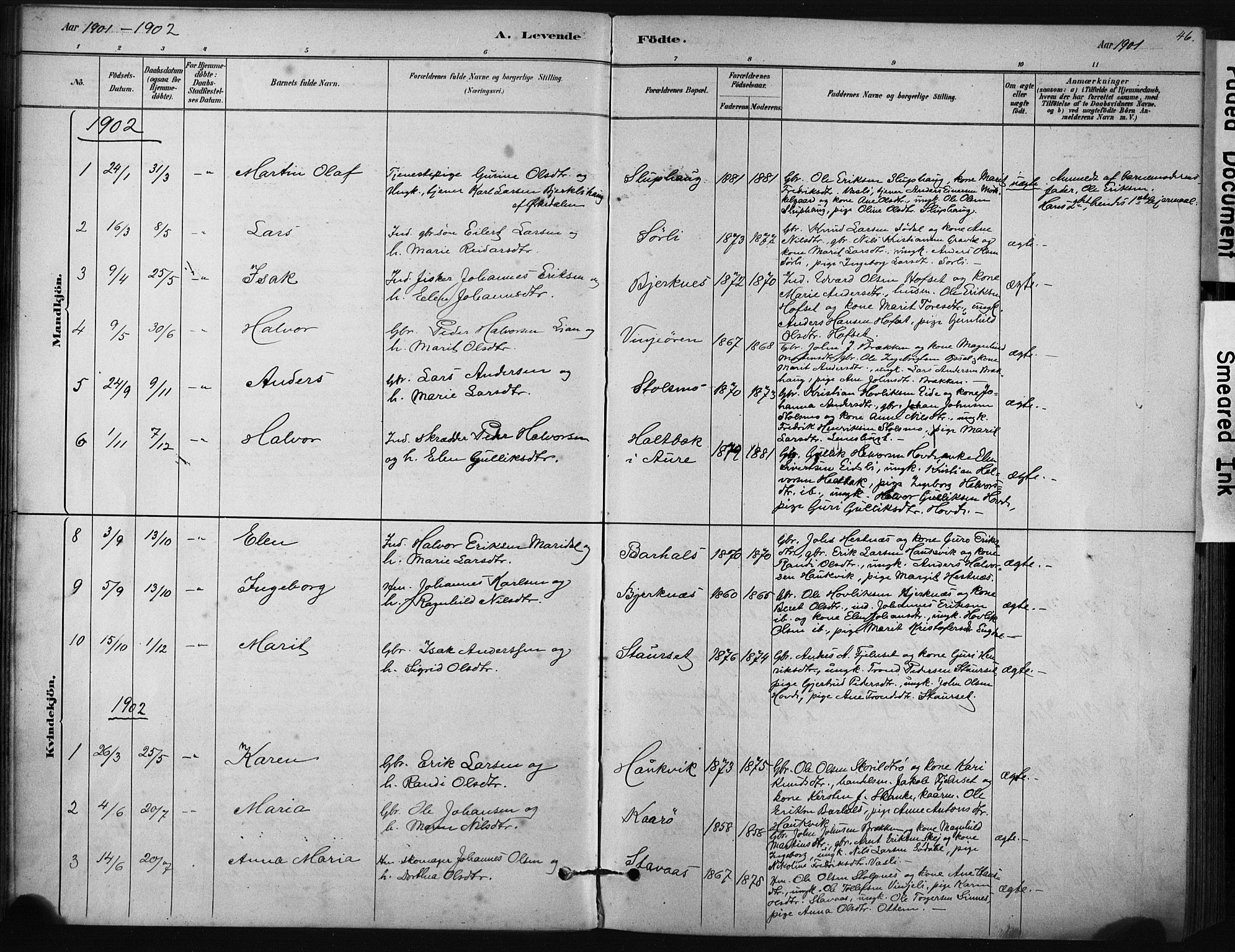 Ministerialprotokoller, klokkerbøker og fødselsregistre - Sør-Trøndelag, SAT/A-1456/631/L0512: Parish register (official) no. 631A01, 1879-1912, p. 46