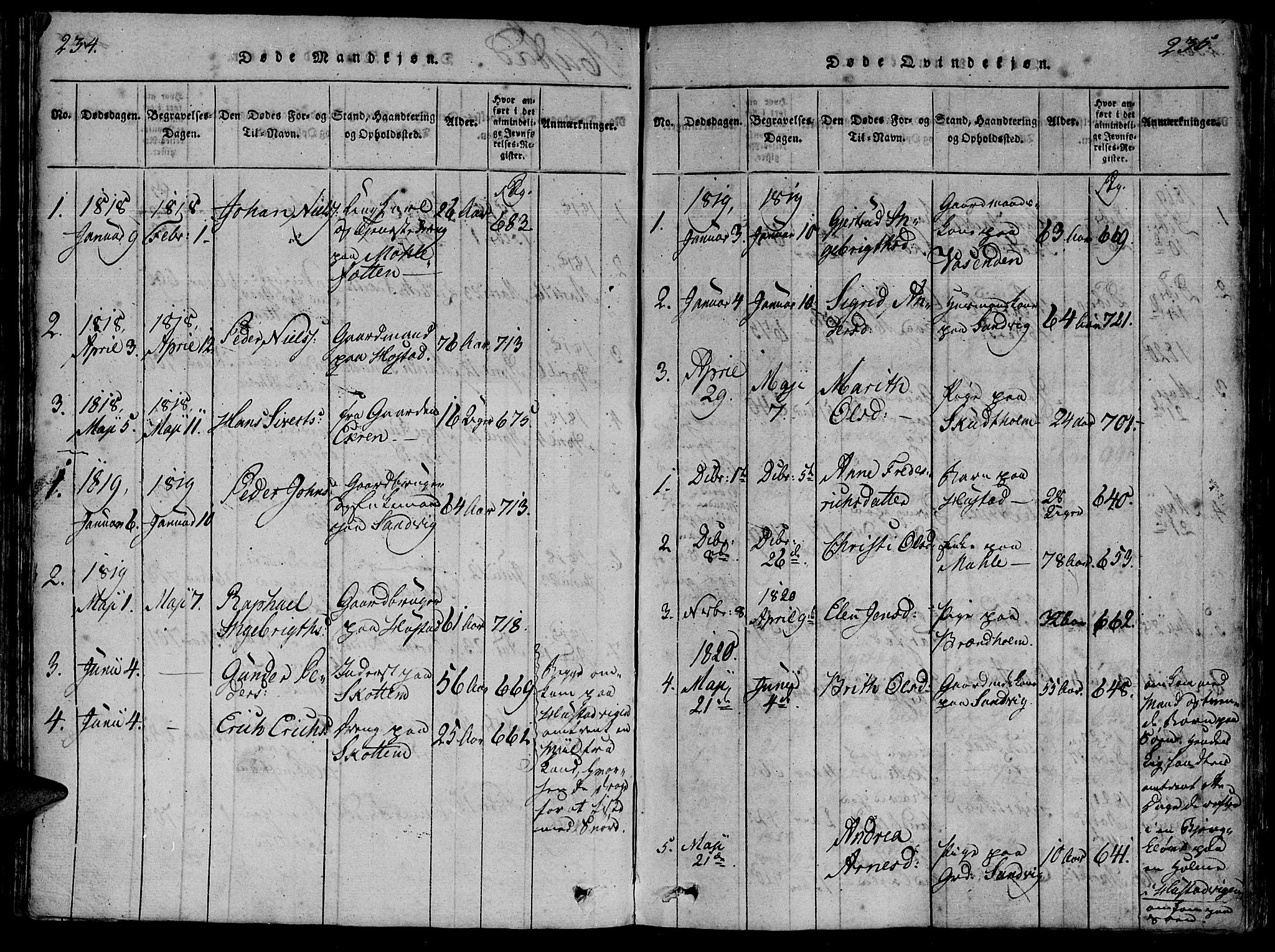 Ministerialprotokoller, klokkerbøker og fødselsregistre - Møre og Romsdal, SAT/A-1454/566/L0764: Parish register (official) no. 566A03 /2, 1817-1829, p. 234-235