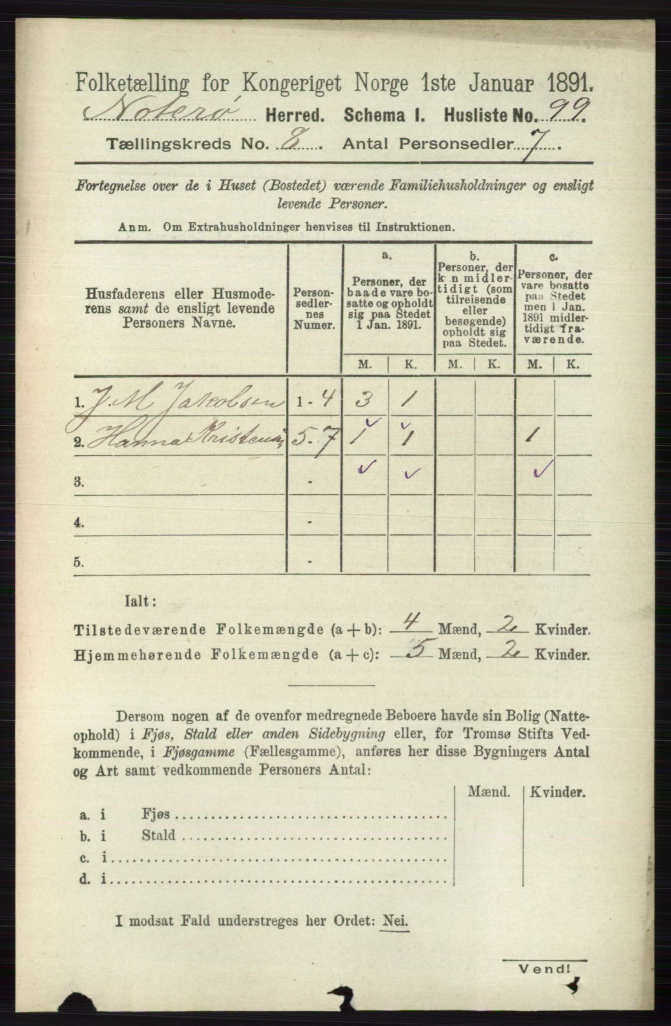 RA, 1891 census for 0722 Nøtterøy, 1891, p. 3849