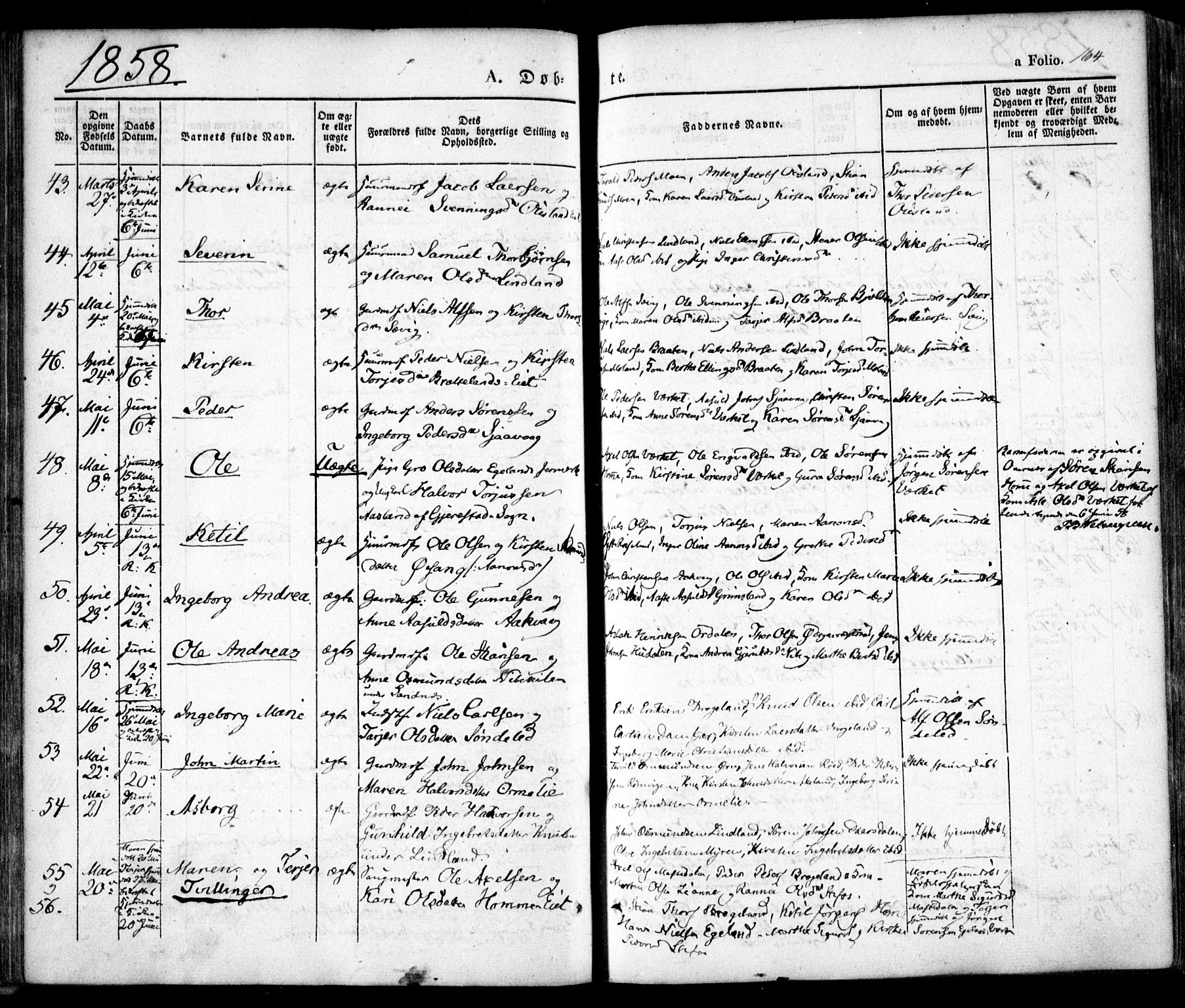 Søndeled sokneprestkontor, AV/SAK-1111-0038/F/Fa/L0002: Parish register (official) no. A 2, 1839-1860, p. 164