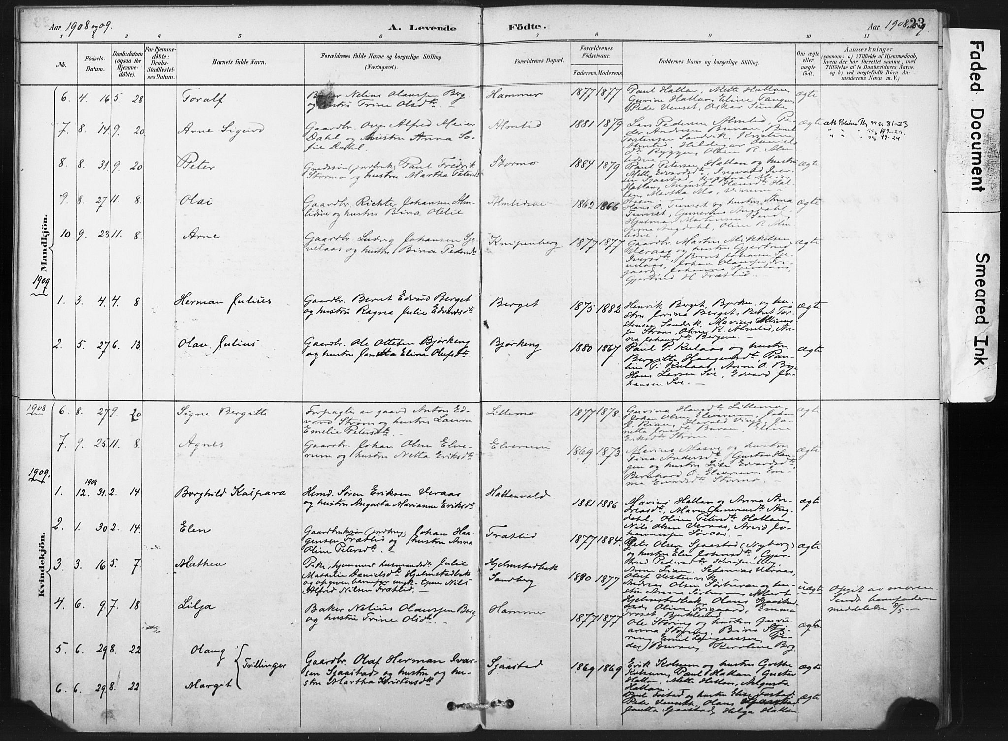 Ministerialprotokoller, klokkerbøker og fødselsregistre - Nord-Trøndelag, AV/SAT-A-1458/718/L0175: Parish register (official) no. 718A01, 1890-1923, p. 23